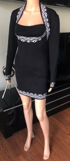 Azzedine Alaia S/S 1992 Vintage Bustier Open Back Dress and Bolero 2 Piece Set