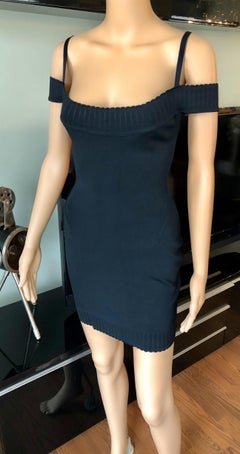 Azzedine Alaia S/S 1992 Vintage Off Shoulder Bodycon Black Dress
