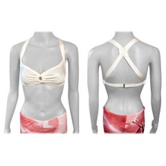 Azzedine Alaia S/S 1993 Runway Vintage Unworn Ivory Bra Bralette Crop Top