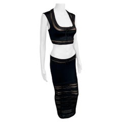 Azzedine Alaia S/S 1993 Vintage Crochet Skirt and Crop Top Ensemble 2 Piece Set