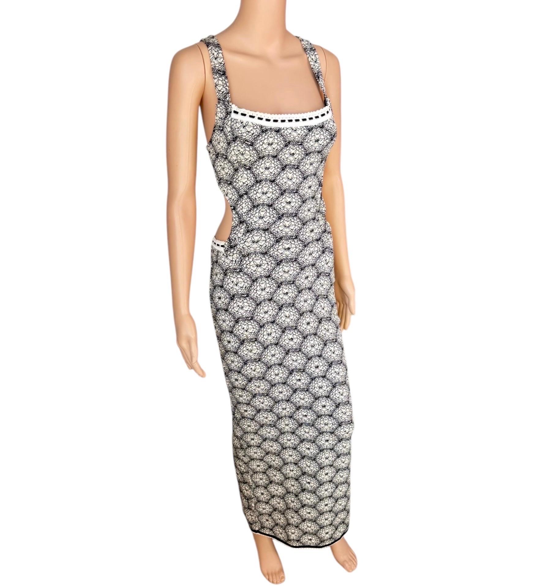 Azzedine Alaia S/S 1993 Vintage Ausschnitt Bodycon Rückenfreies Bedrucktes Maxikleid 6