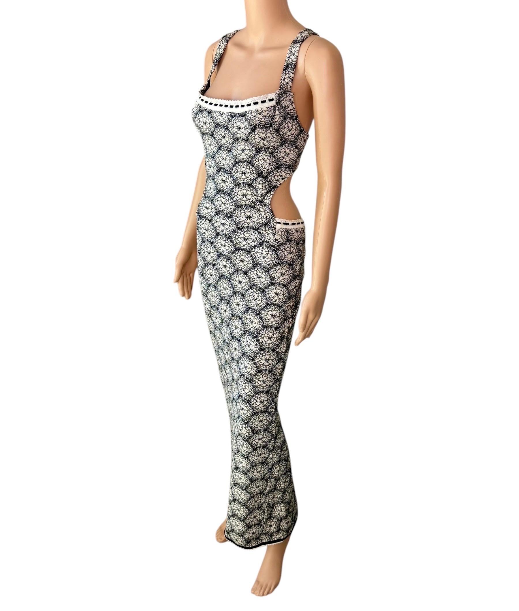 Azzedine Alaia S/S 1993 Vintage Ausschnitt Bodycon Rückenfreies Bedrucktes Maxikleid 8