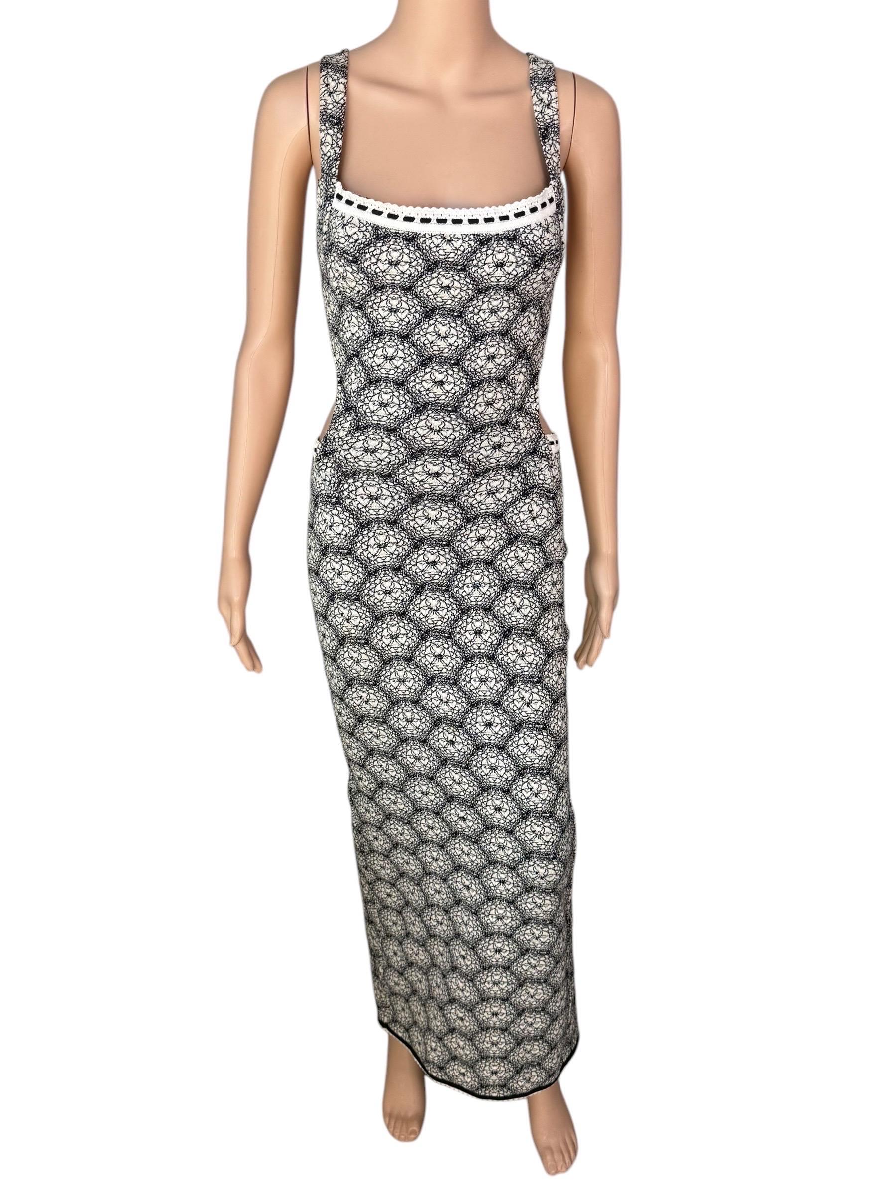 Azzedine Alaia S/S 1993 Vintage Ausschnitt Bodycon Rückenfreies Bedrucktes Maxikleid 1