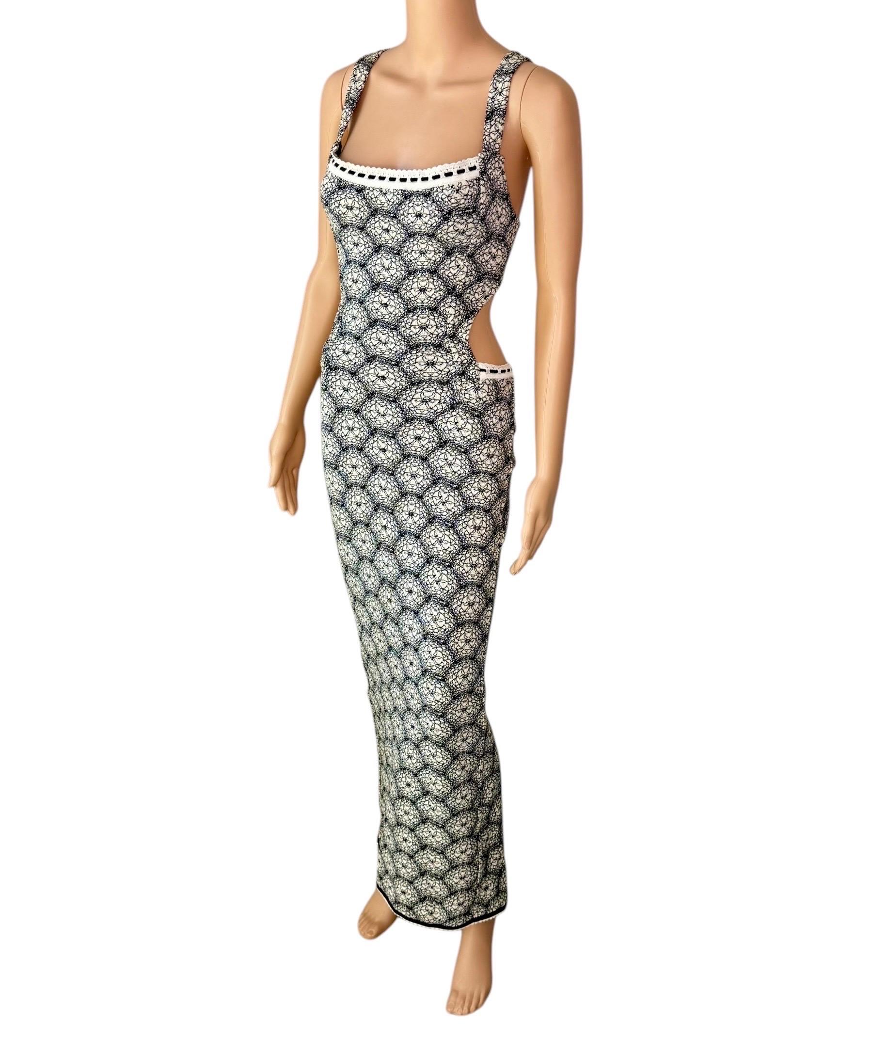 Azzedine Alaia S/S 1993 Vintage Ausschnitt Bodycon Rückenfreies Bedrucktes Maxikleid 2