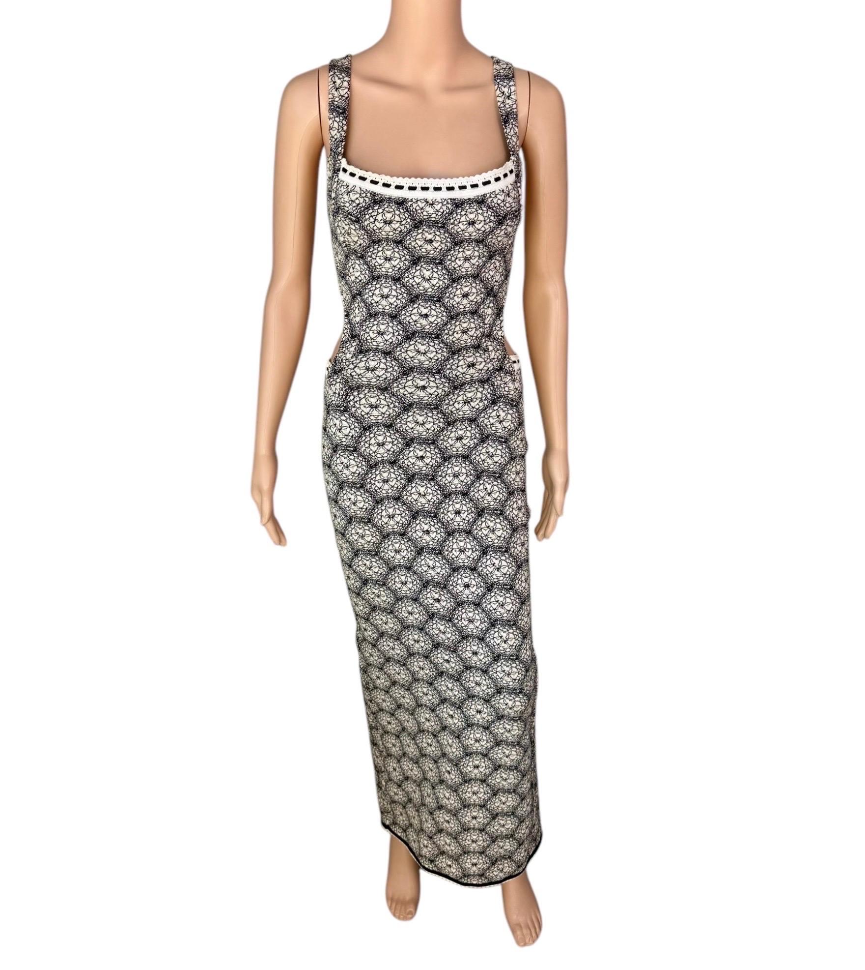 Azzedine Alaia S/S 1993 Vintage Ausschnitt Bodycon Rückenfreies Bedrucktes Maxikleid 4