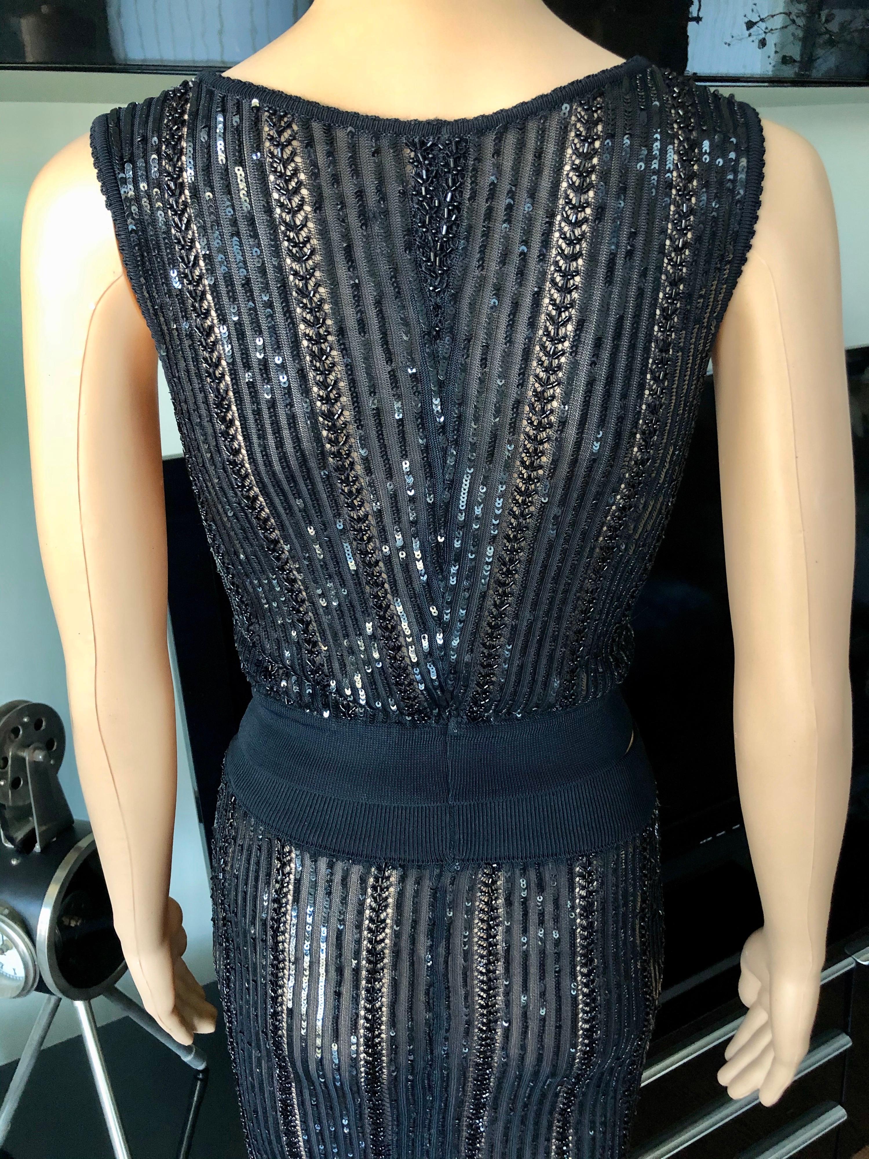 Women's Azzedine Alaia S/S 1996 Vintage Sequin Embellished Black 3 Piece Skirt Set For Sale