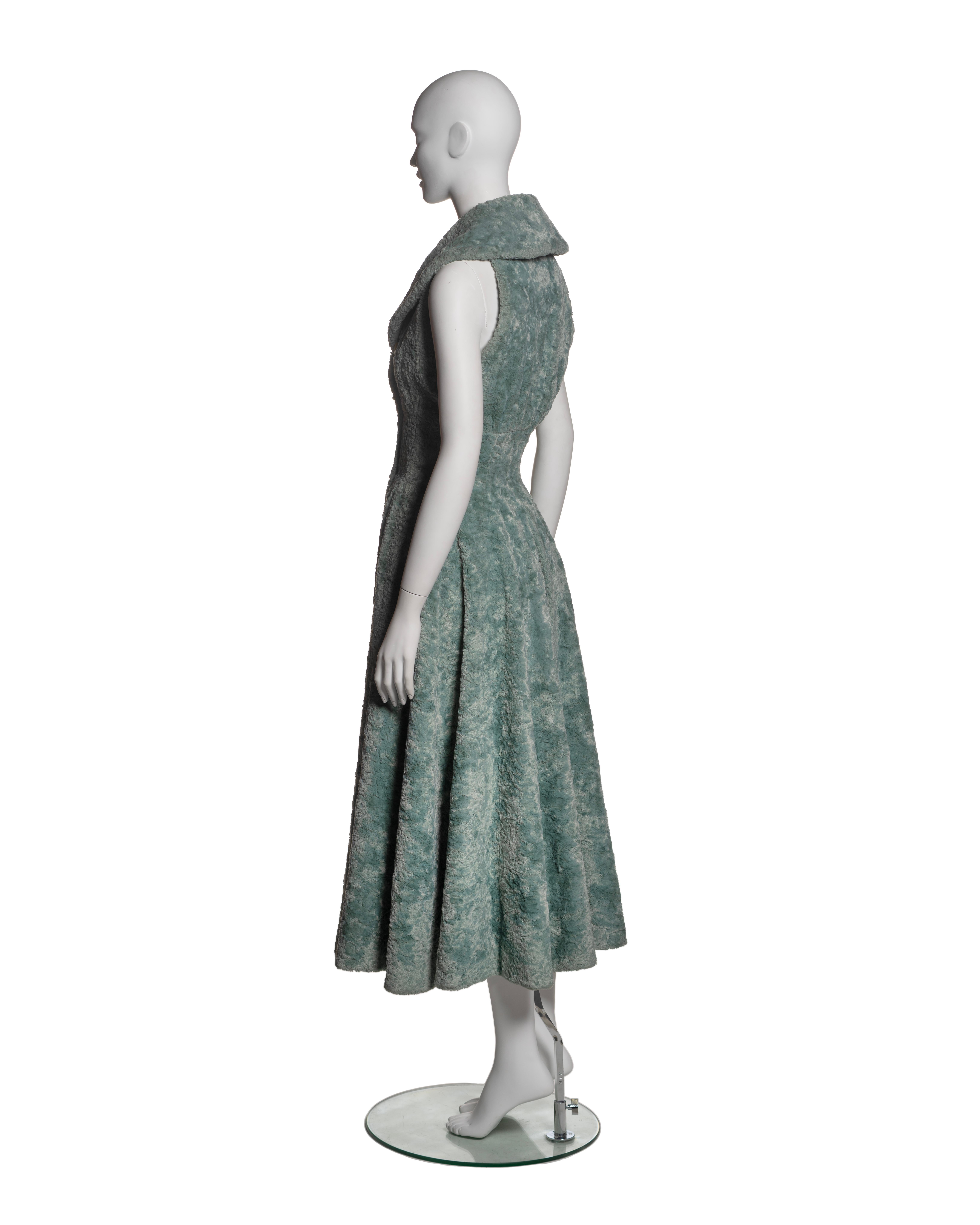 Azzedine Alaia Sleeveless Shawl Lapel Coat Dress in Seafoam Green, FW 1992 For Sale 8