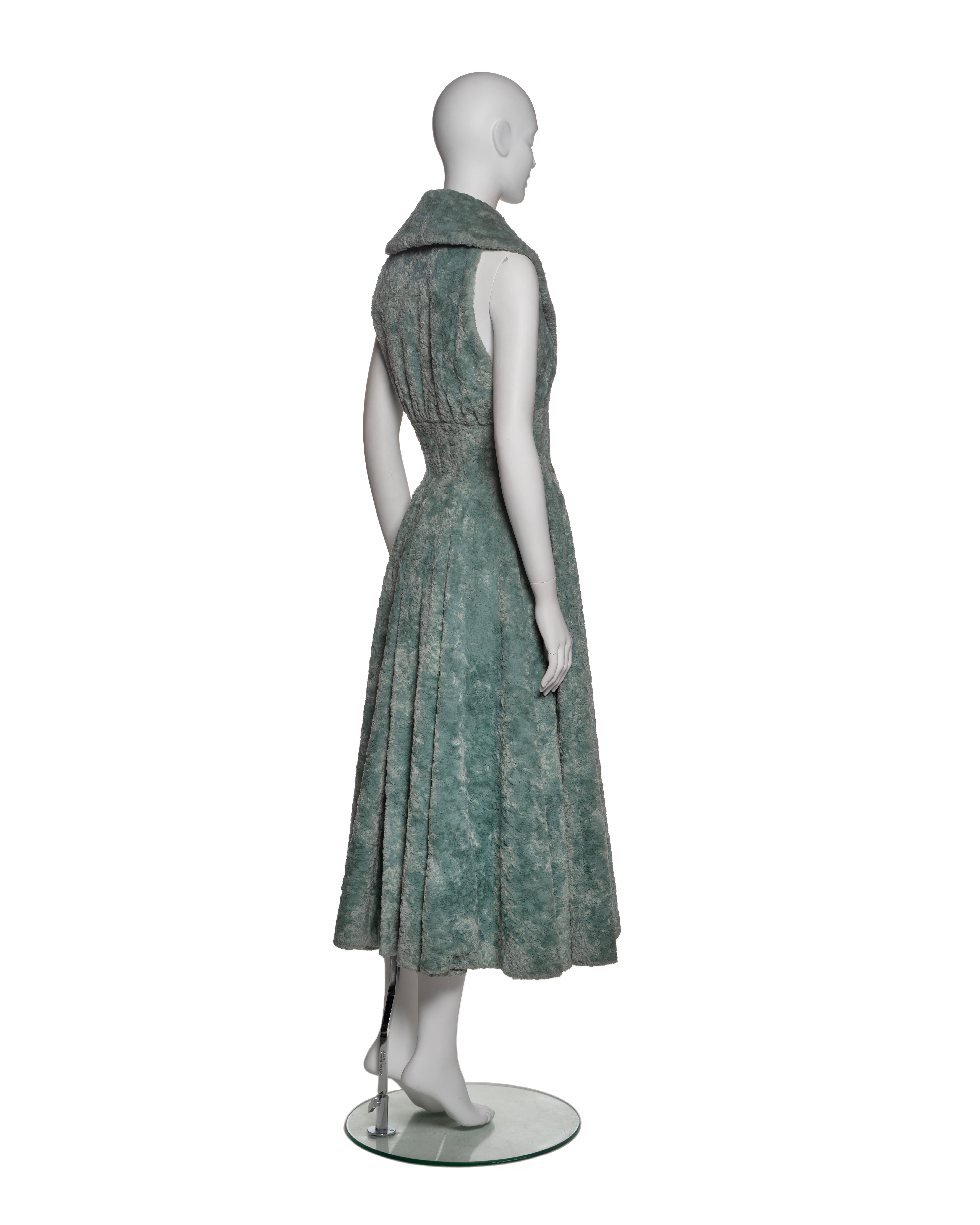 Azzedine Alaia Sleeveless Shawl Lapel Coat Dress in Seafoam Green, FW 1992 For Sale 3