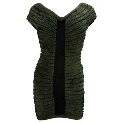 Azzedine Alaia Spring 1994 Houpette Chenille Green Dress