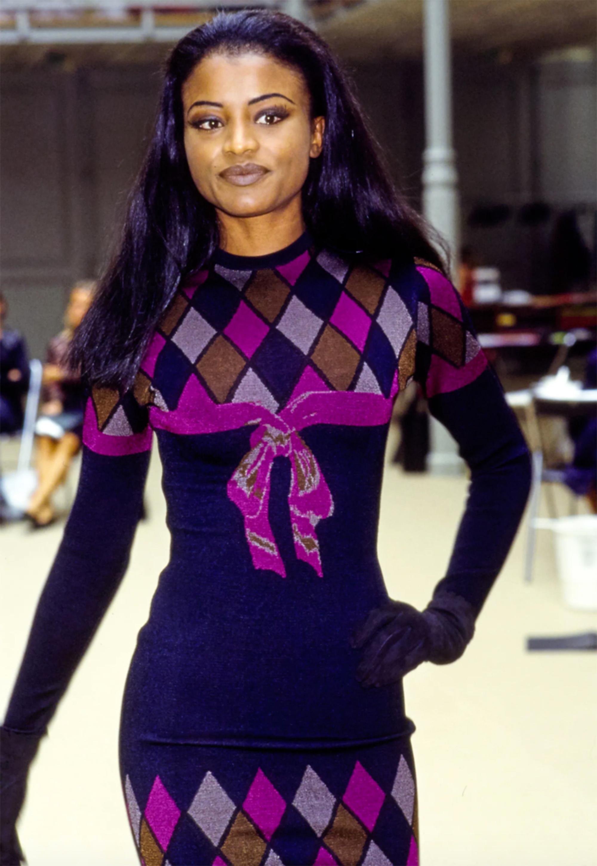 Women's Azzedine Alaïa Fall Winter 1992 Rare Collectors Runway Ribbon Dress For Sale