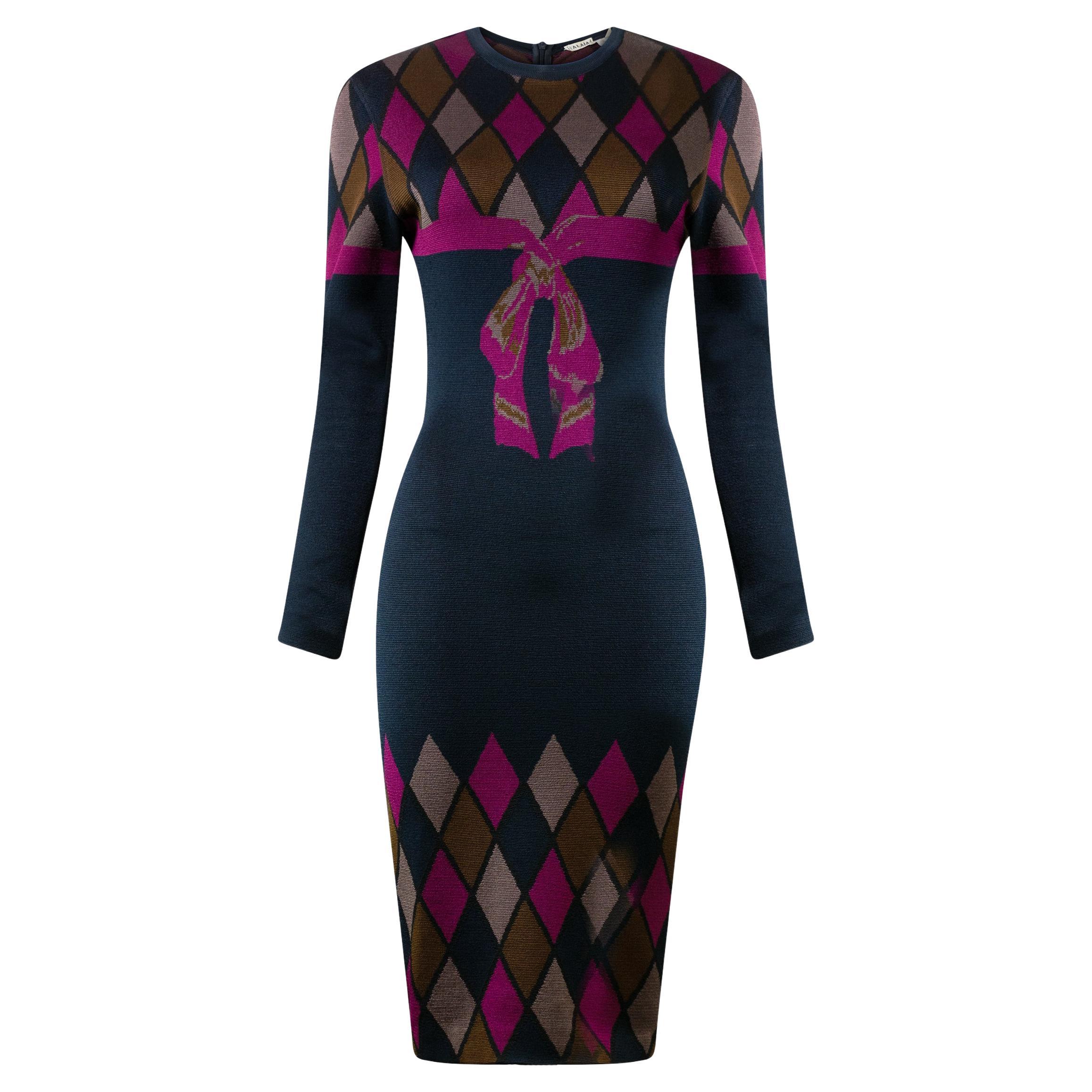 Azzedine Alaïa Fall Winter 1992 Rare Collectors Runway Ribbon Dress For Sale