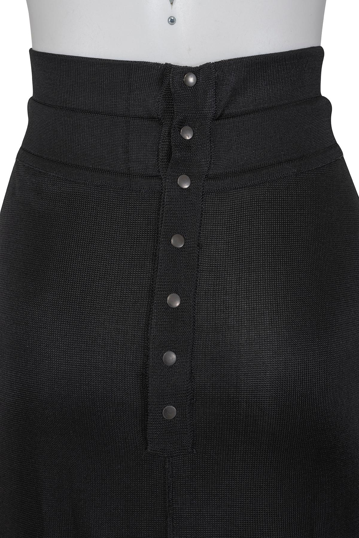Femenino o masculino AZZEDINE ALAÏA SS 86 icónica y rara falda midi de cintura alta de punto en venta