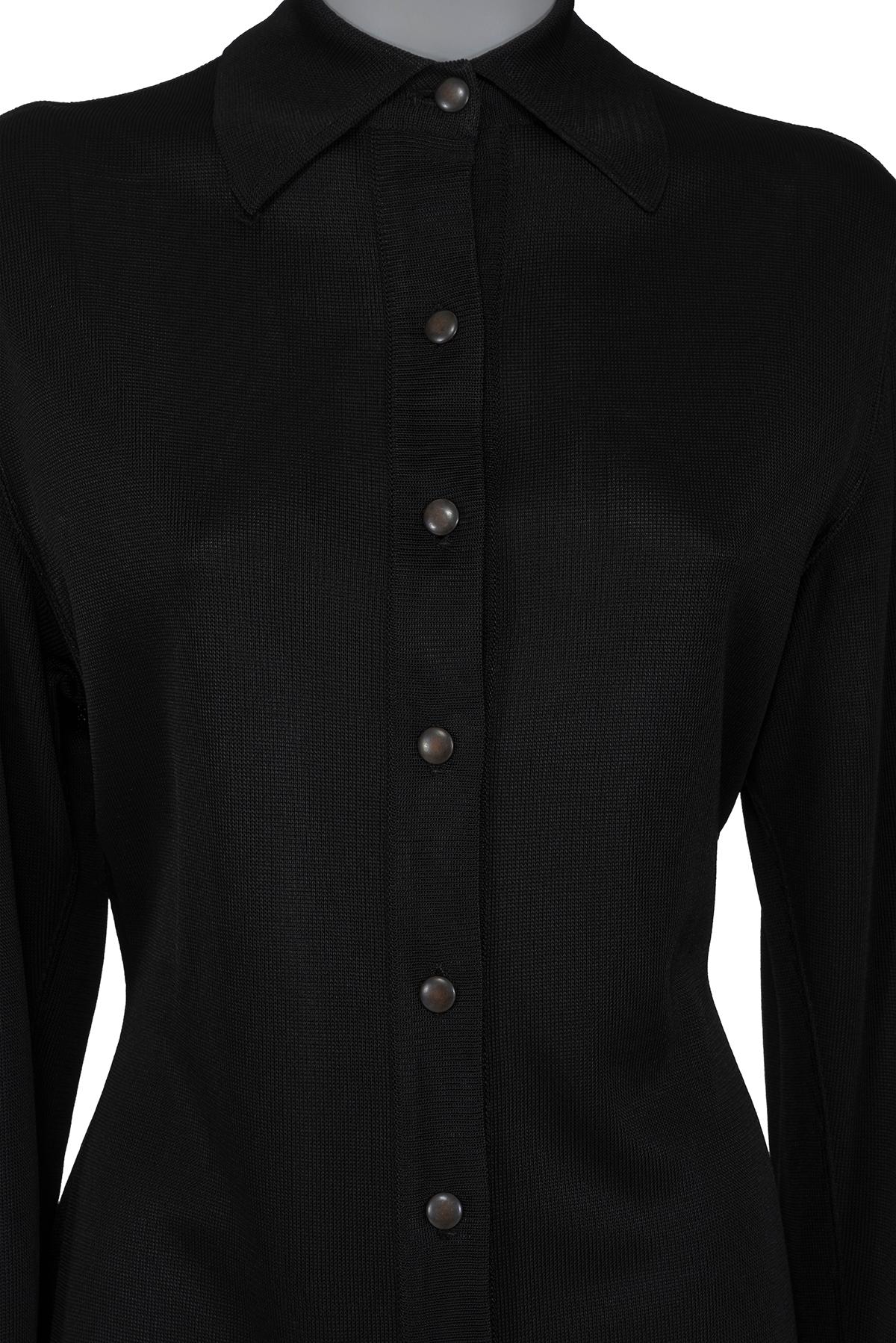 Black AZZEDINE ALAÏA SS 86 iconic and rare knitted shirt dress For Sale
