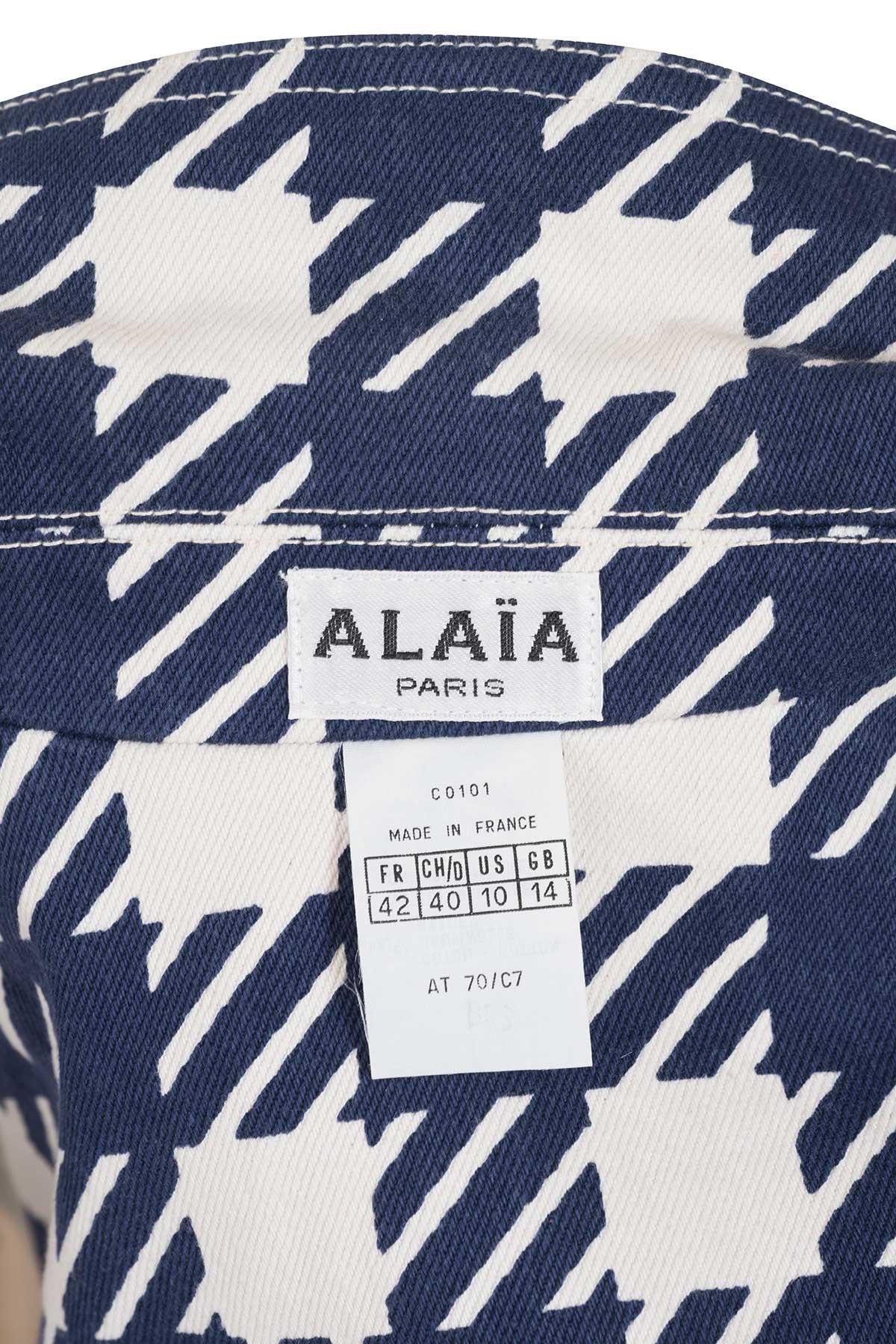 AZZEDINE ALAÏA SS 91 Costume deux pièces imprimé pied-de-poule, rare et iconique en vente 1