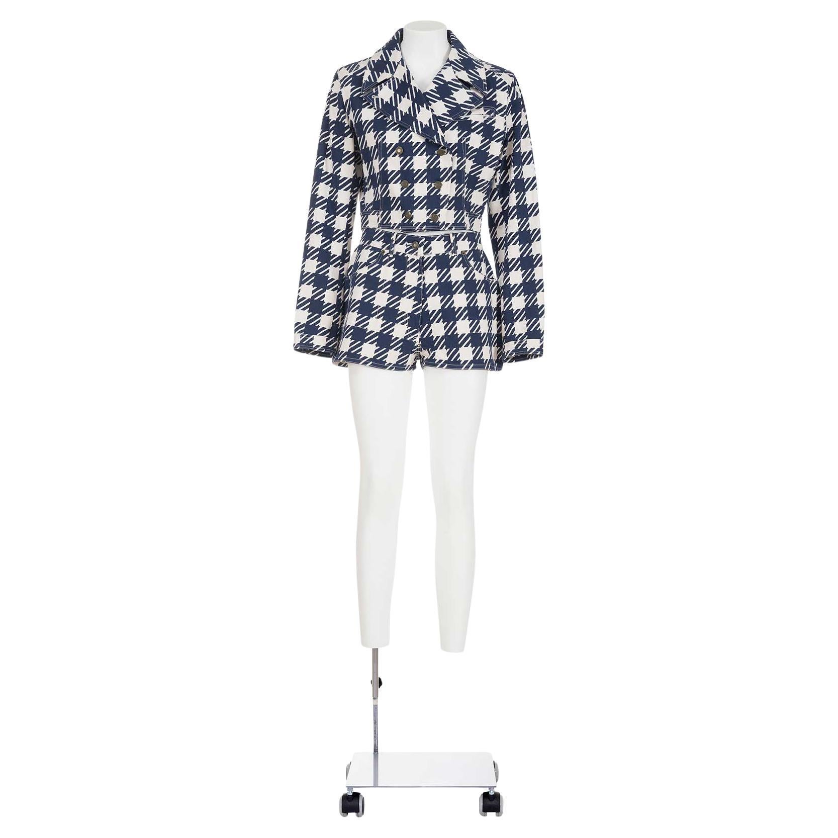 AZZEDINE ALAÏA SS 91 rare and iconic printed houndstooth two pieces suit