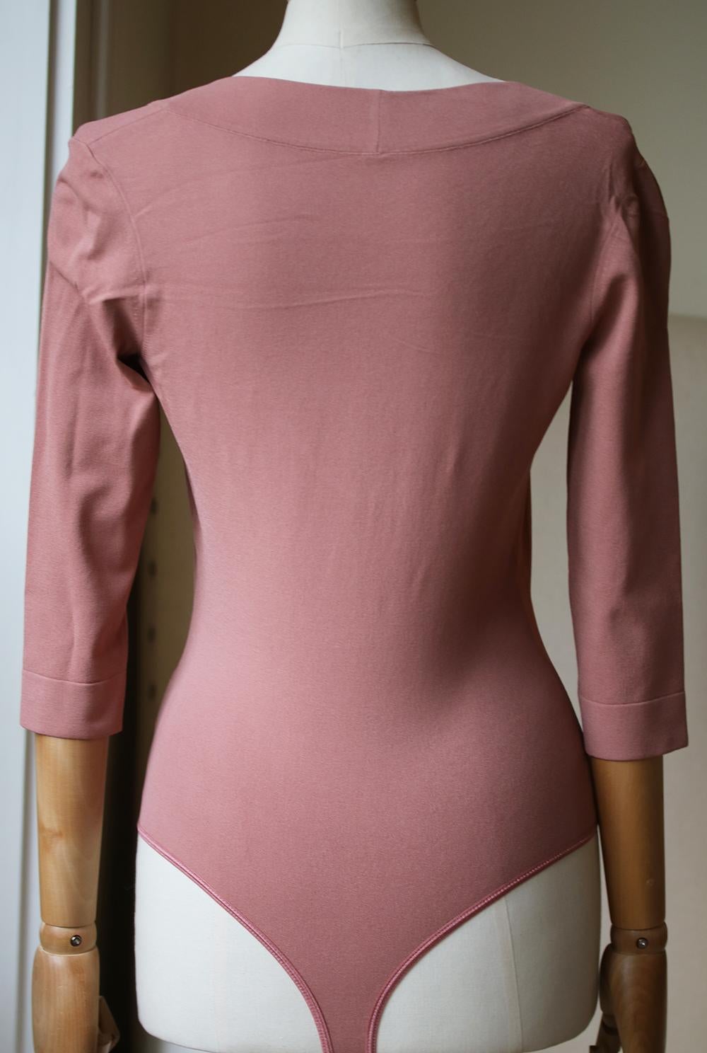 Pink Azzedine Alaïa Stretch-Knit Bodysuit