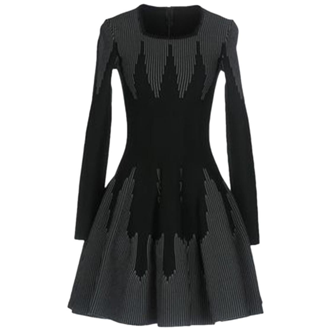 Azzedine Alaïa Stretch-Knit Wool Flare Mini Dress