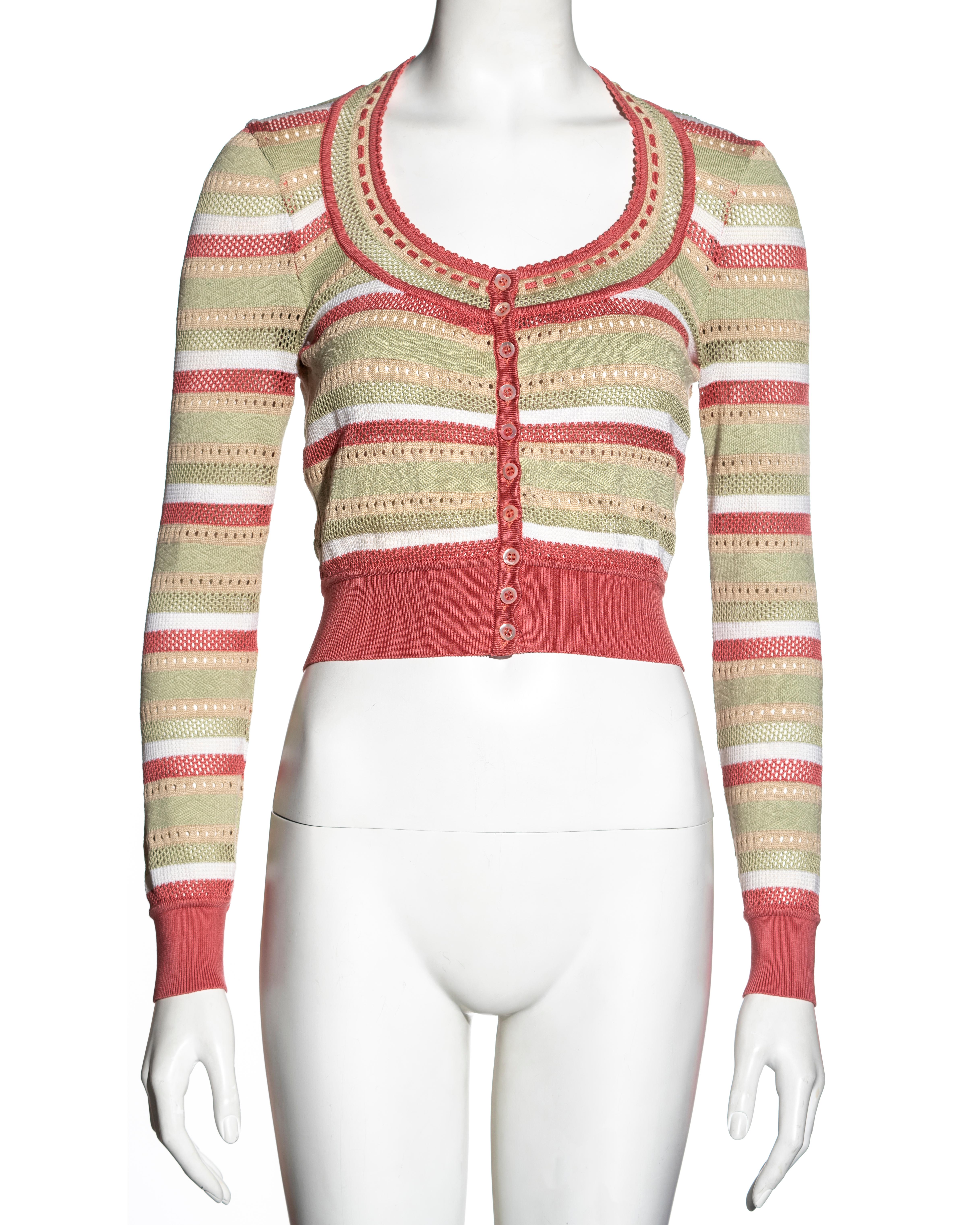 Azzedine Alaia striped coral stretch-knit cotton dress and cardigan set, ss 1993 4