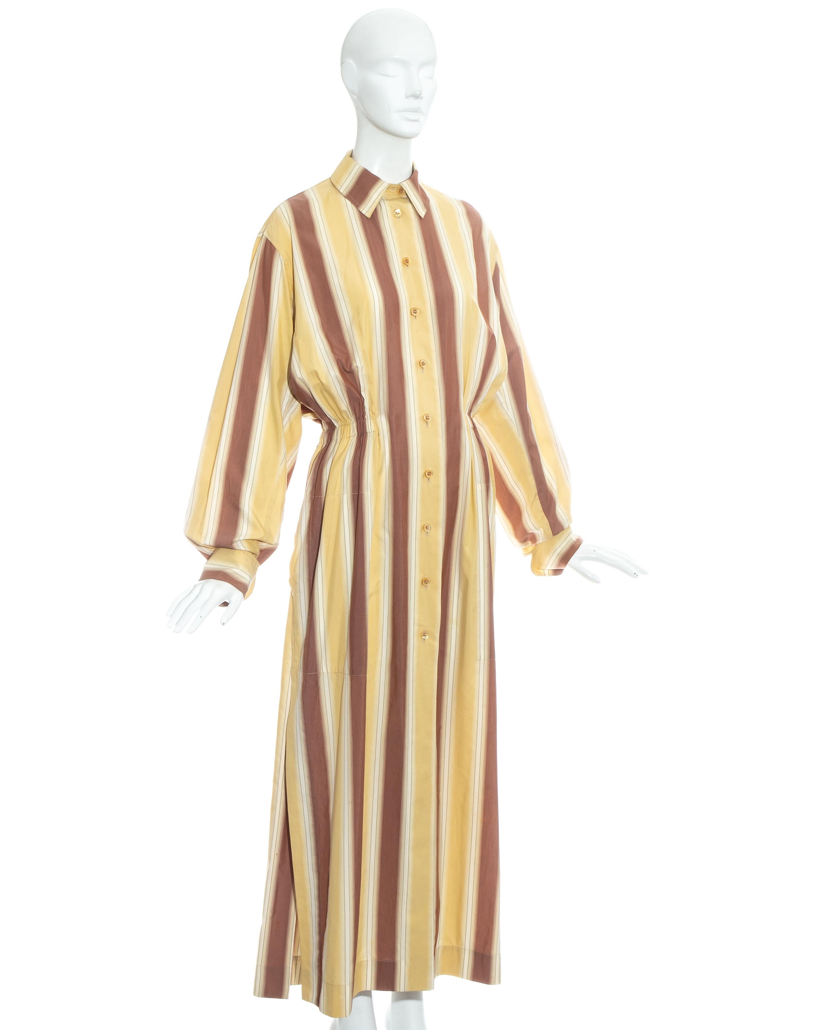 Azzedine Alaia striped cotton maxi shirt dress, ss 1992 For Sale 5