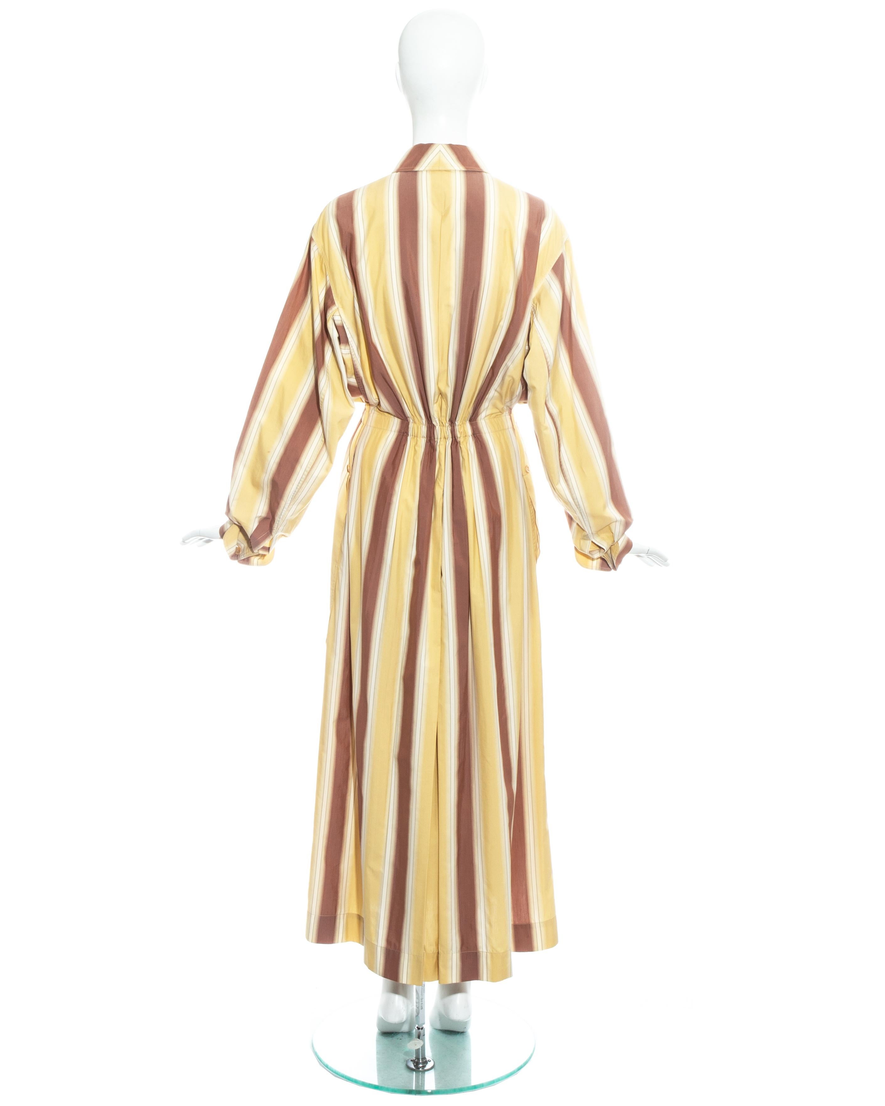Azzedine Alaia striped cotton maxi shirt dress, ss 1992 For Sale at 1stDibs
