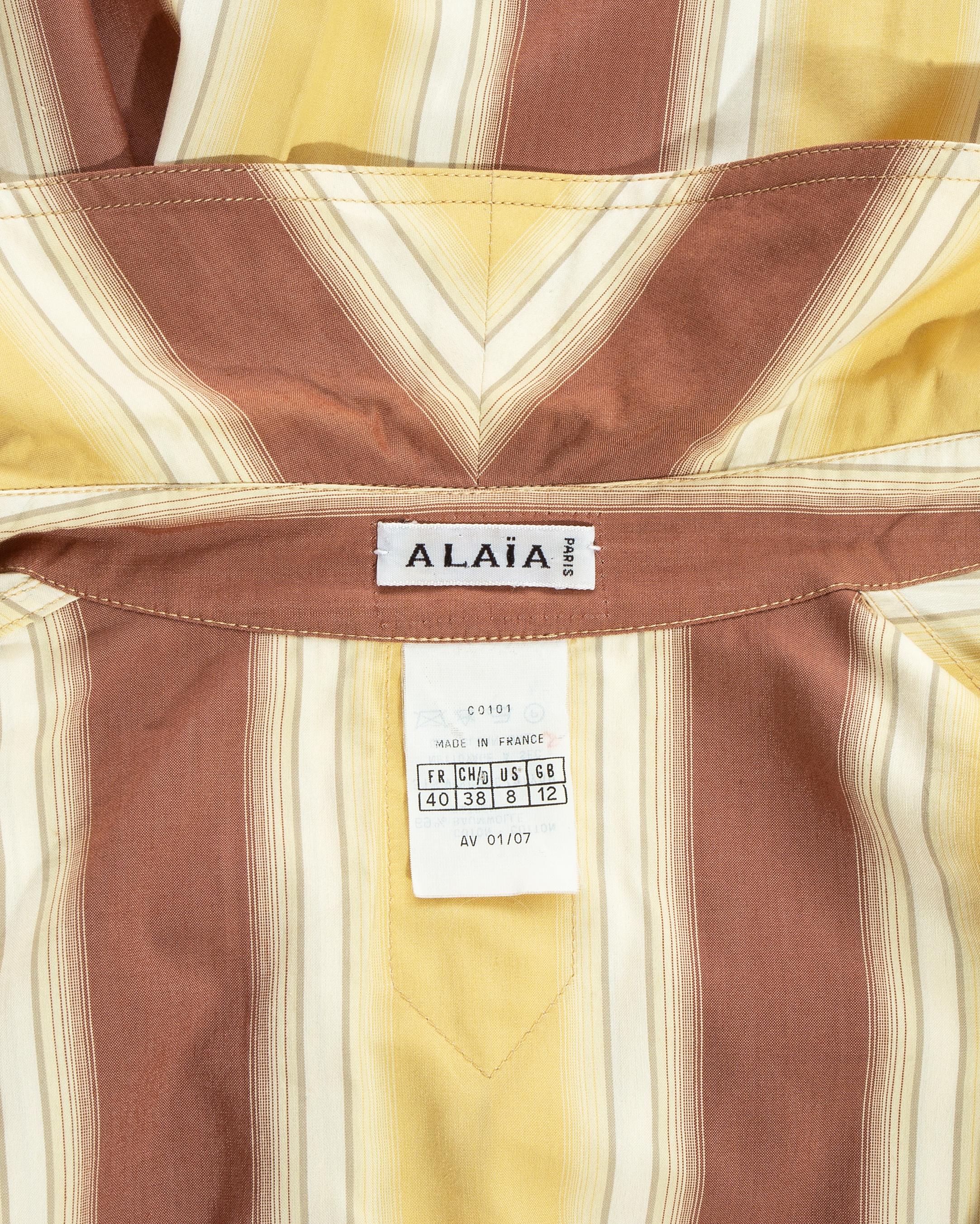 Azzedine Alaia gestreiftes Maxihemdkleid aus Baumwolle, ss 1992 im Angebot 10