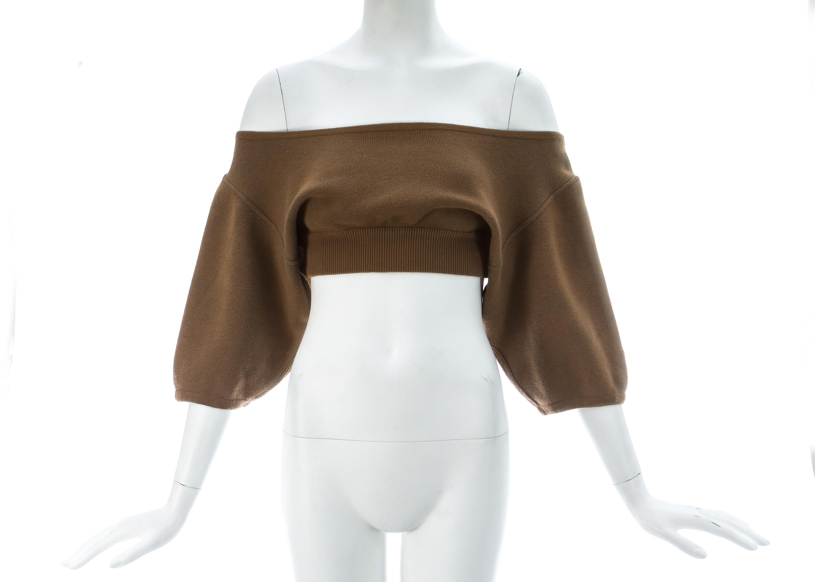 - off the shoulder 
- large ribbed waist band 

c. 1980s
