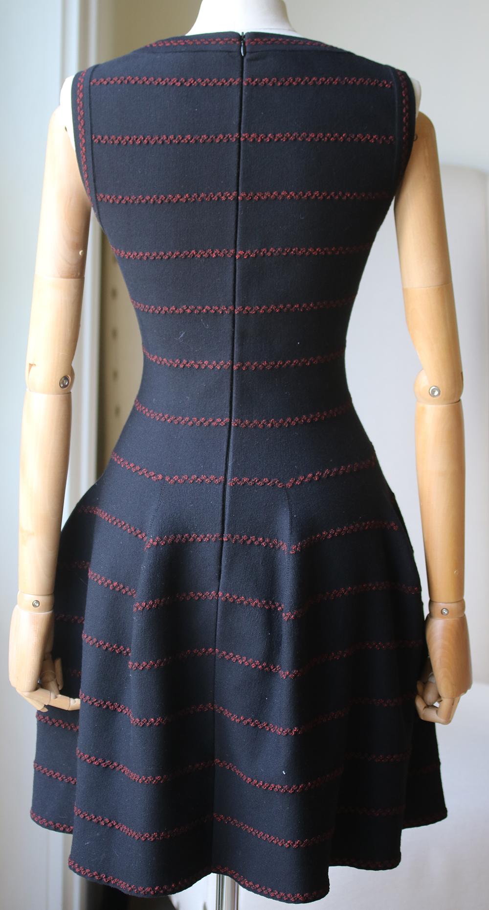 Black Azzedine Alaïa Textured Stretch-Knit Dress