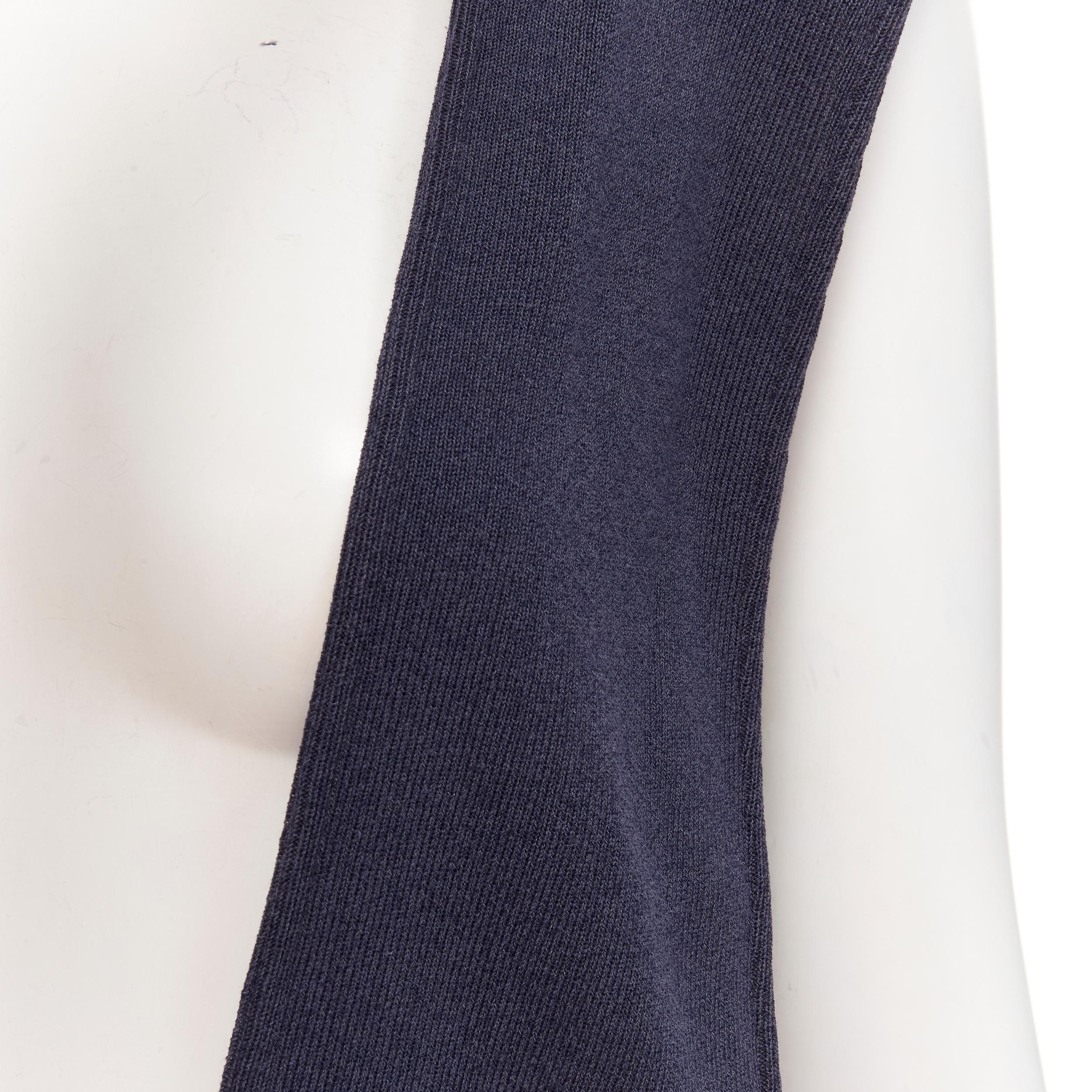 AZZEDINE ALAIA Vintage 1980's navy knitted tiered ruffles plunge neck dress For Sale 2