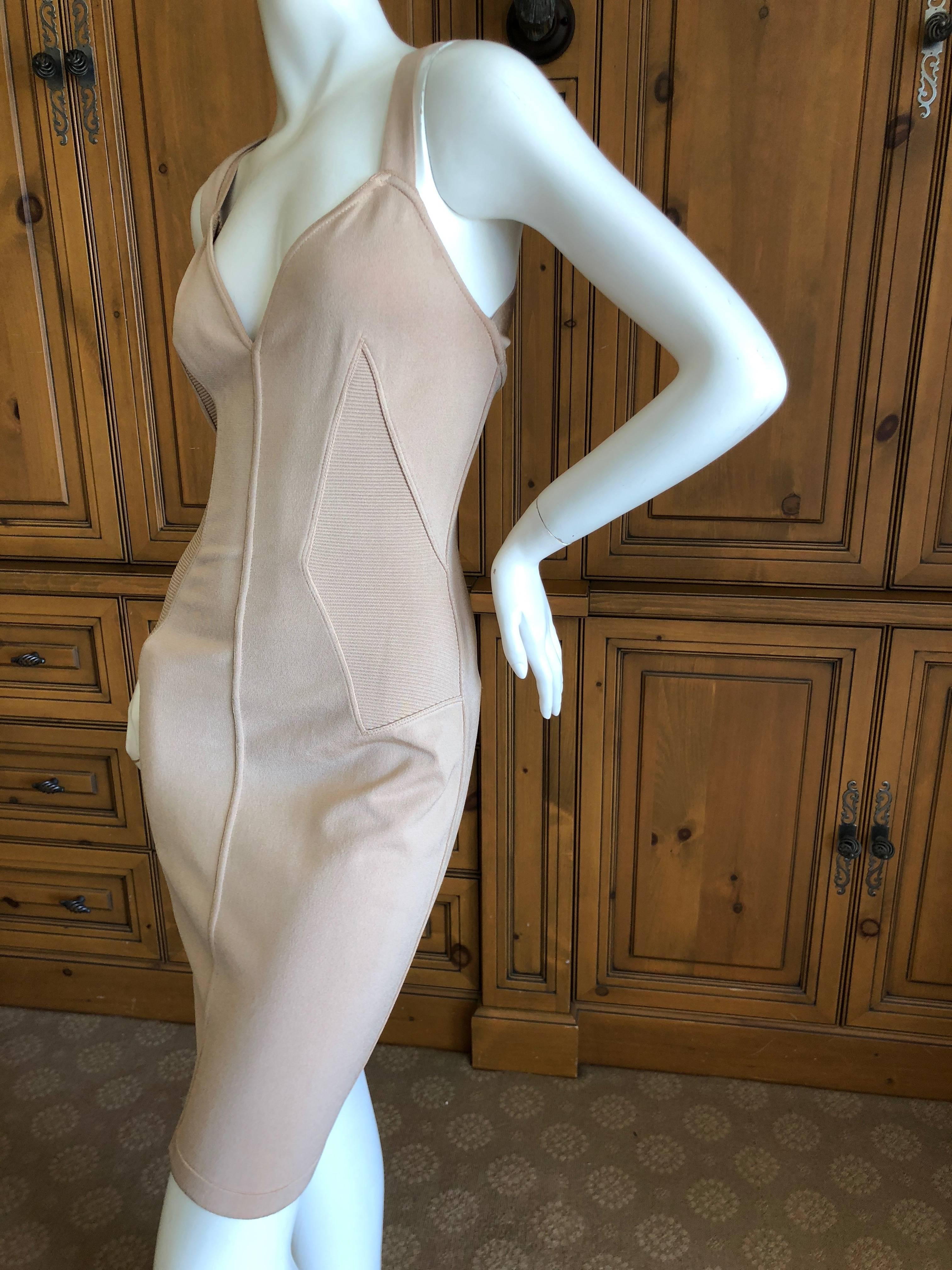 Azzedine Alaia  Vintage 1980's Tan Cross Back  Dress with  Inserts New with Tags In New Condition For Sale In Cloverdale, CA