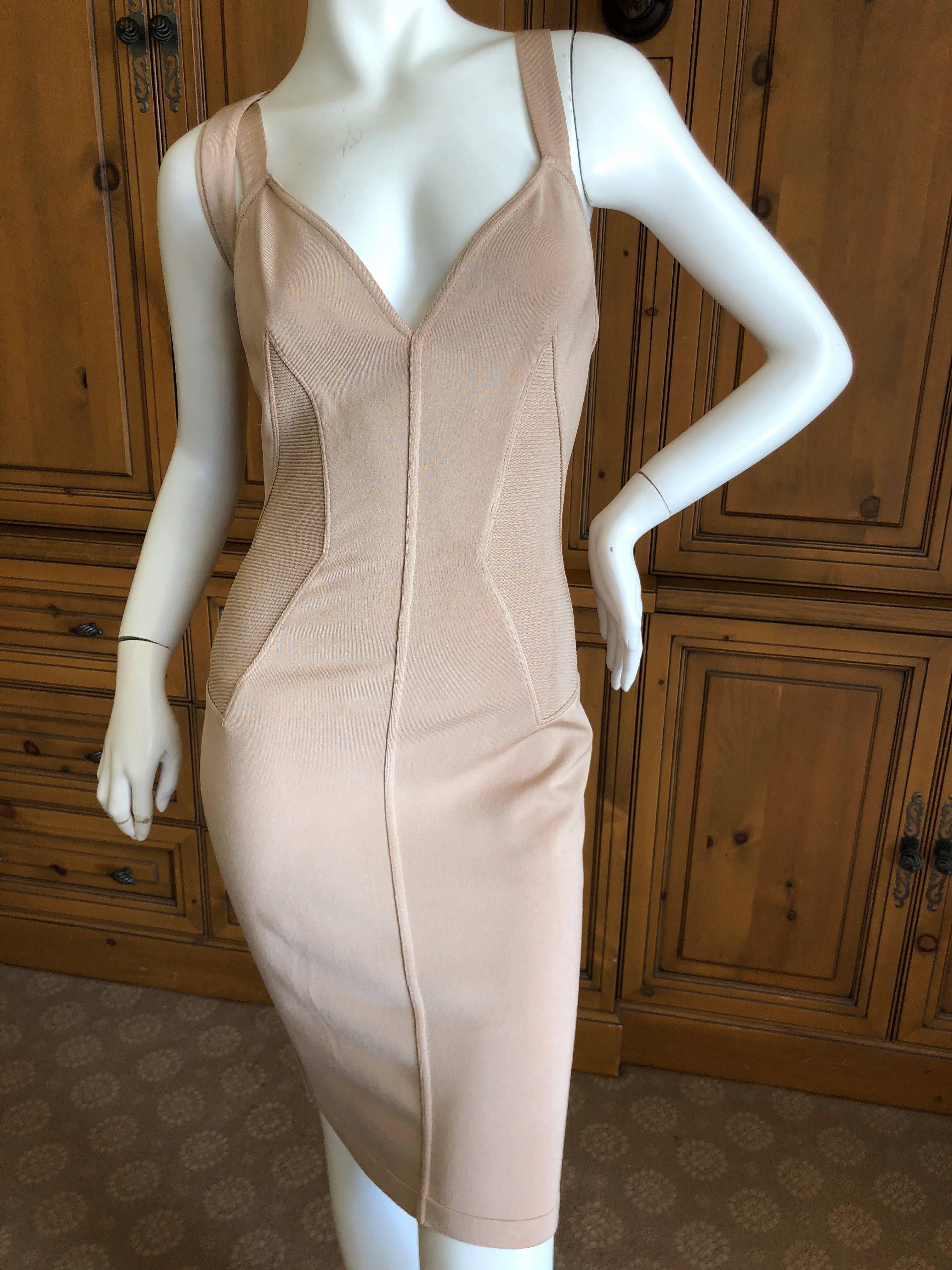 Women's Azzedine Alaia  Vintage 1980's Tan Cross Back  Dress with  Inserts New with Tags For Sale