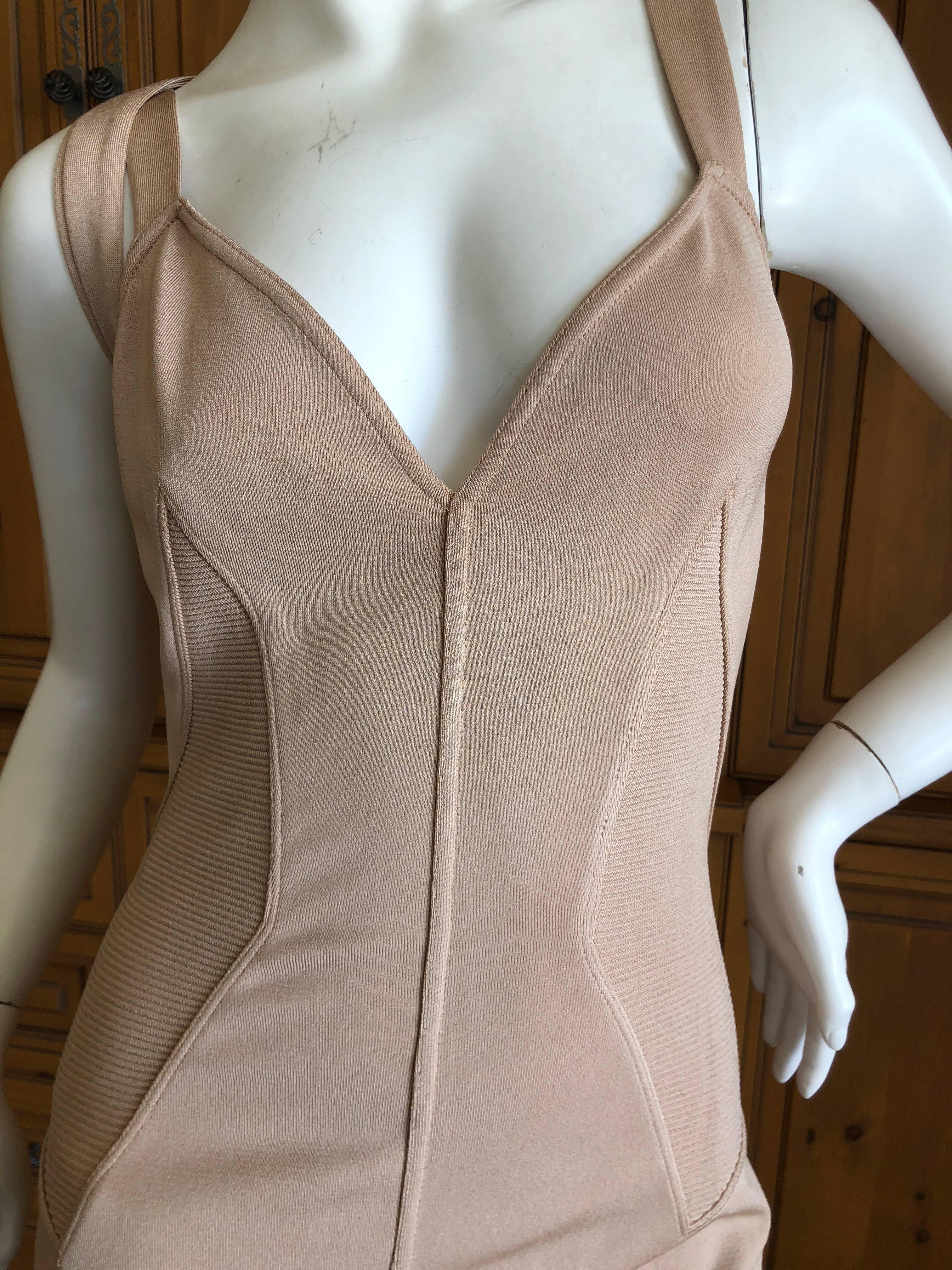 Azzedine Alaia  Vintage 1980's Tan Cross Back  Dress with  Inserts New with Tags For Sale 2