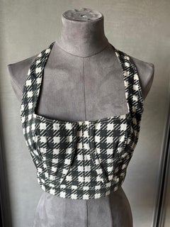 Azzedine Alaïa Vintage Black and White Bustier, Tati Collection, Spring 1991