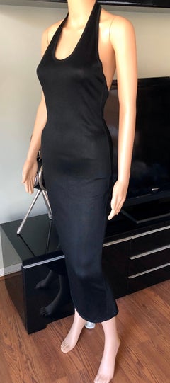 Azzedine Alaia Vintage Bodycon Halter Backless Black Dress