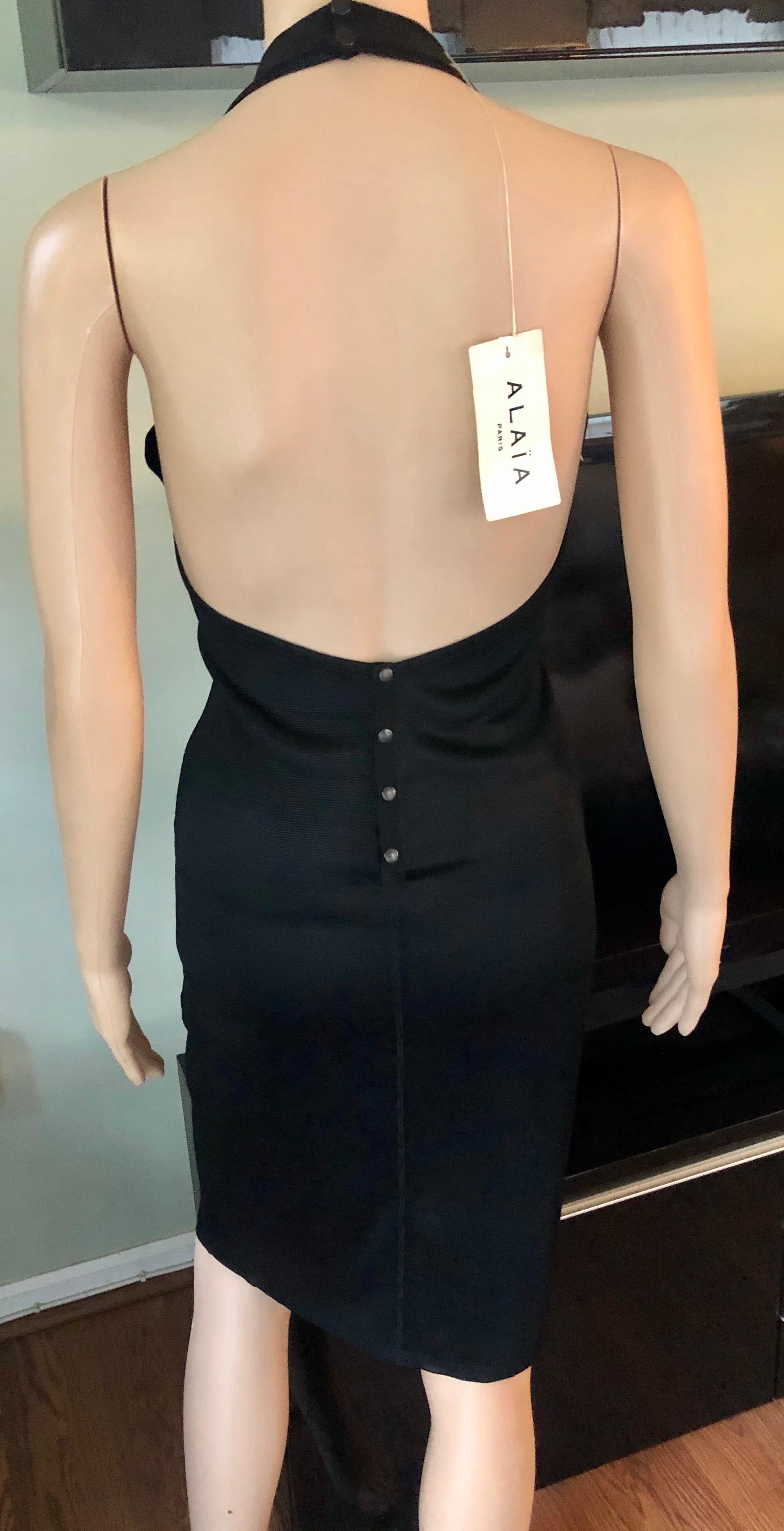 Azzedine Alaia Vintage Bodycon Halter Backless Black Dress In Good Condition In Naples, FL
