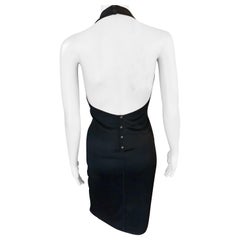 Azzedine Alaia Vintage Bodycon Halter Backless Black Dress