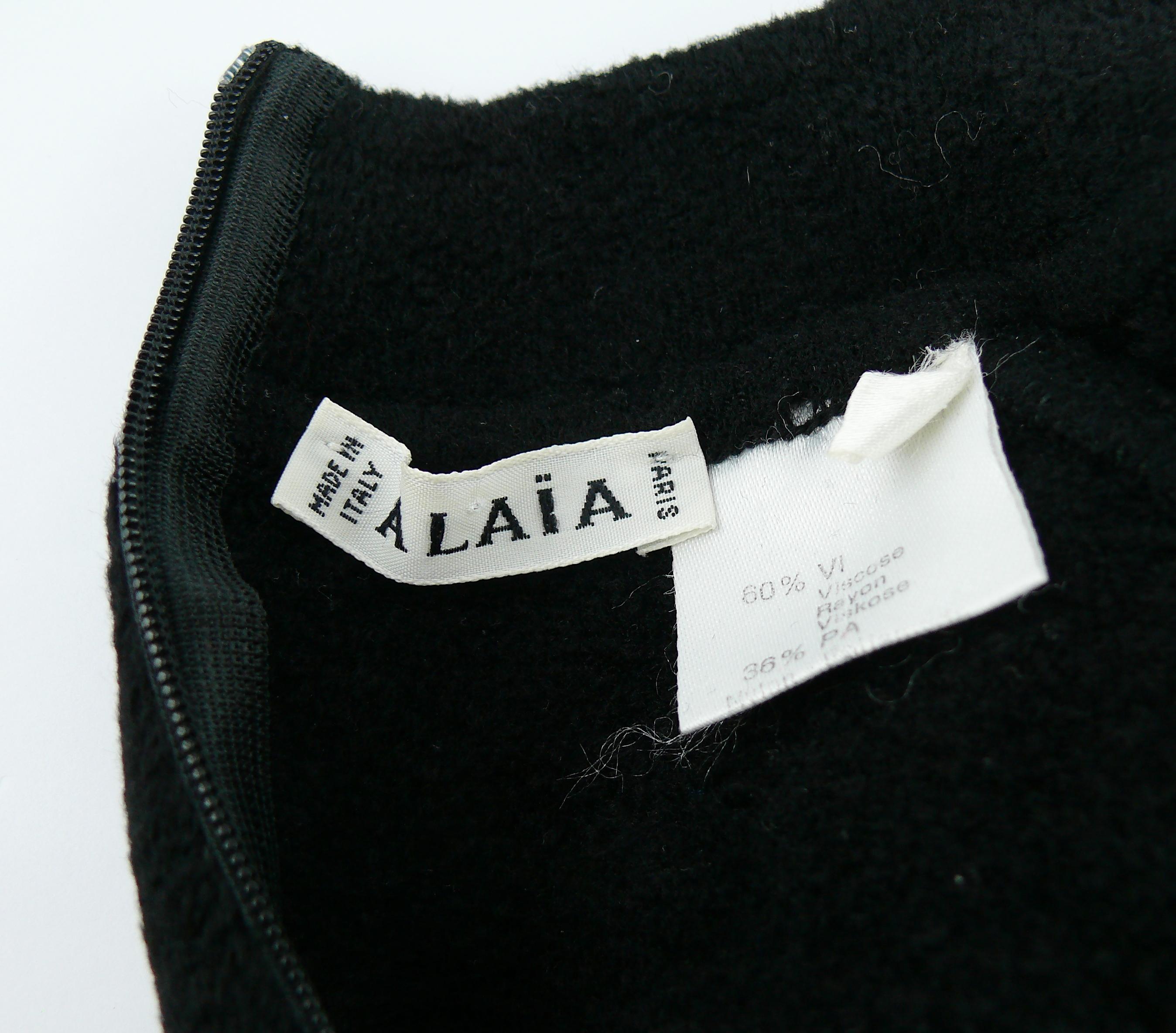 Azzedine Alaia Vintage Bodycon Knit Black Dress with Openwork Details F/W 1991 For Sale 1