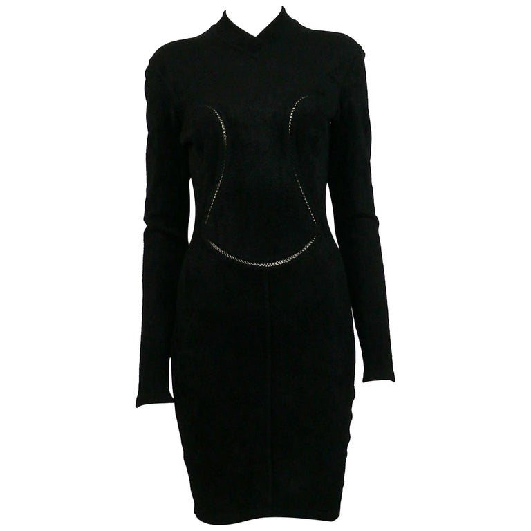 azzedine alaia bodycon dress Azzedine Alaia 1986 Runway Blue Backless Halter Dress – Rixt Archives main image 0
