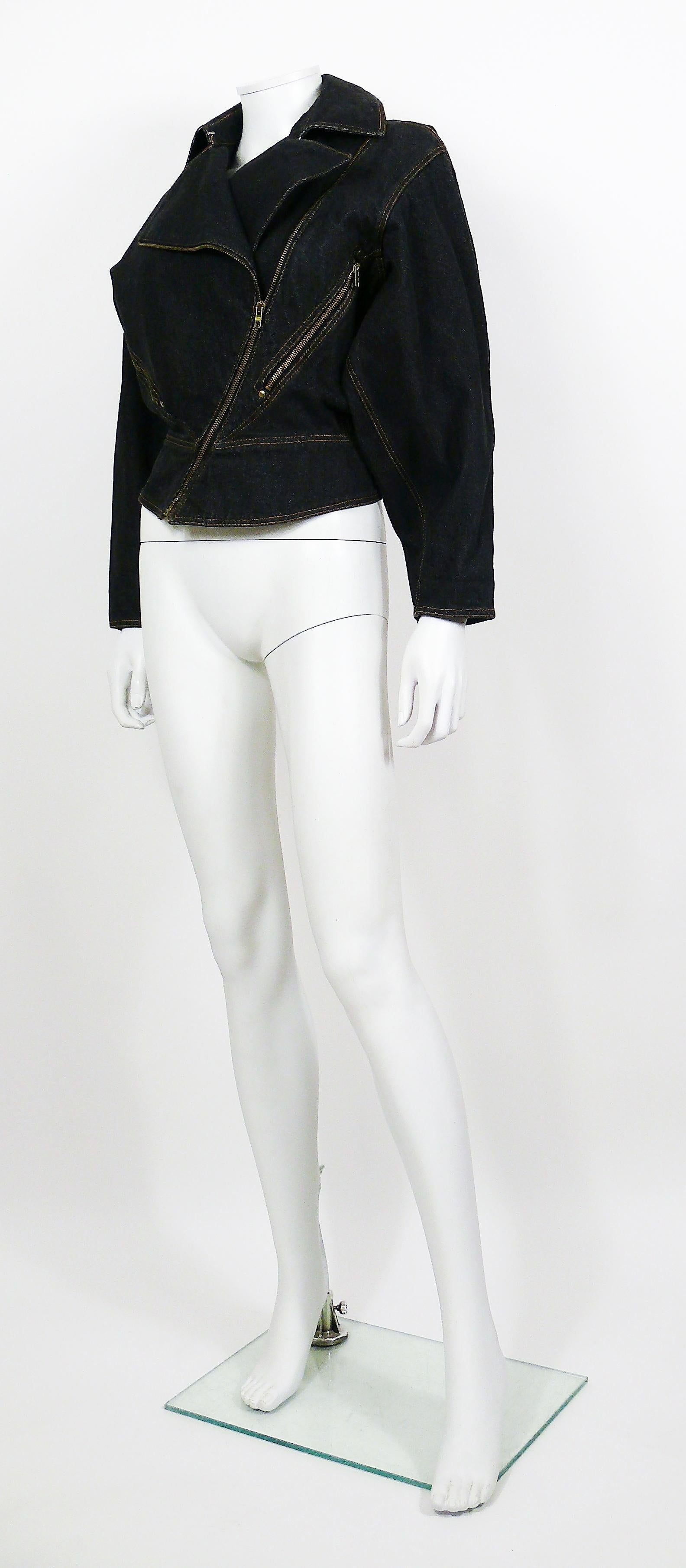 Women's Azzedine Alaia Vintage Denim Zipper Jacket US Size 6