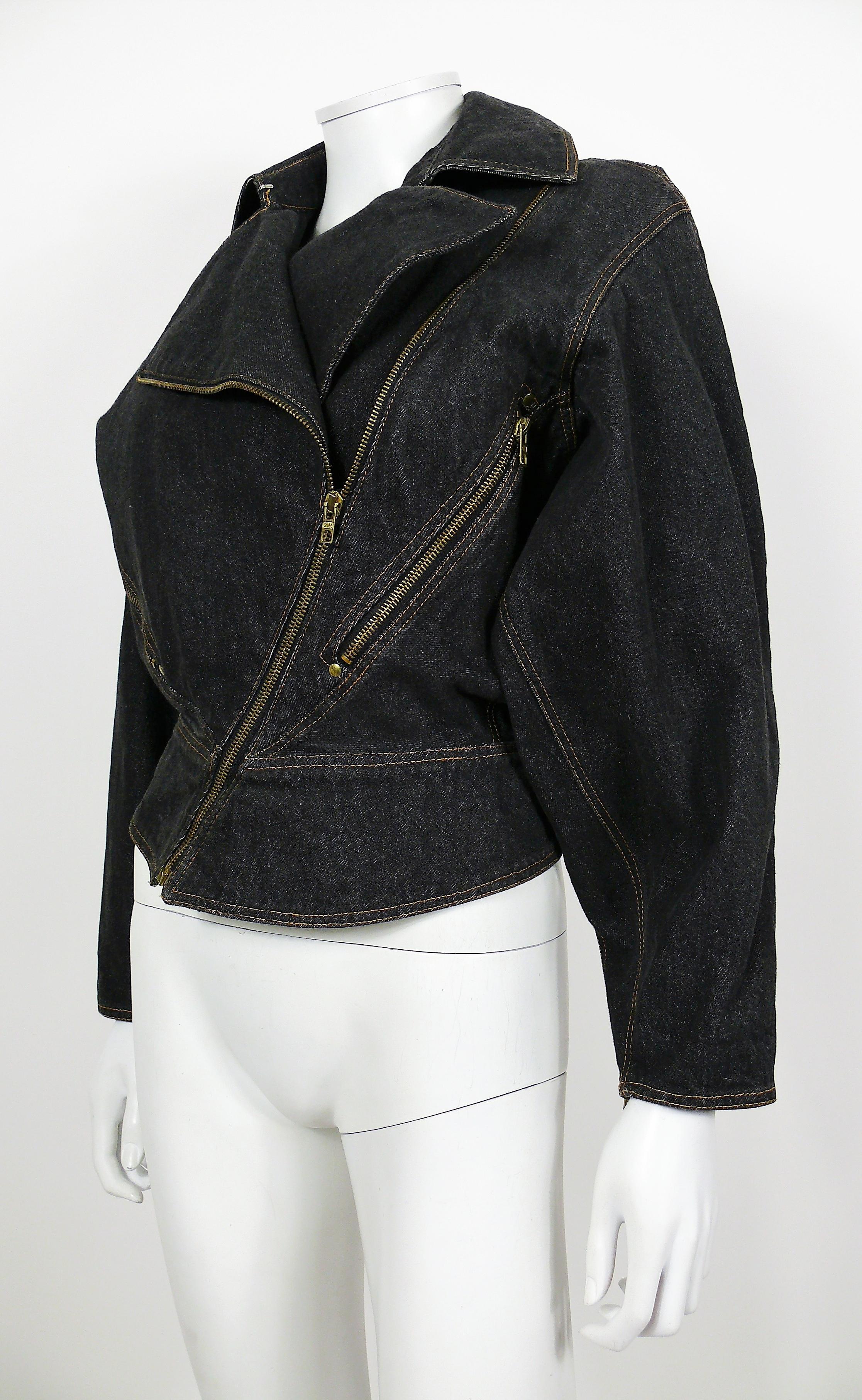Azzedine Alaia Vintage Denim Zipper Jacket US Size 6 1