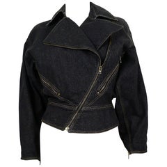 Azzedine Alaia Vintage Denim Zipper Jacket US Size 6