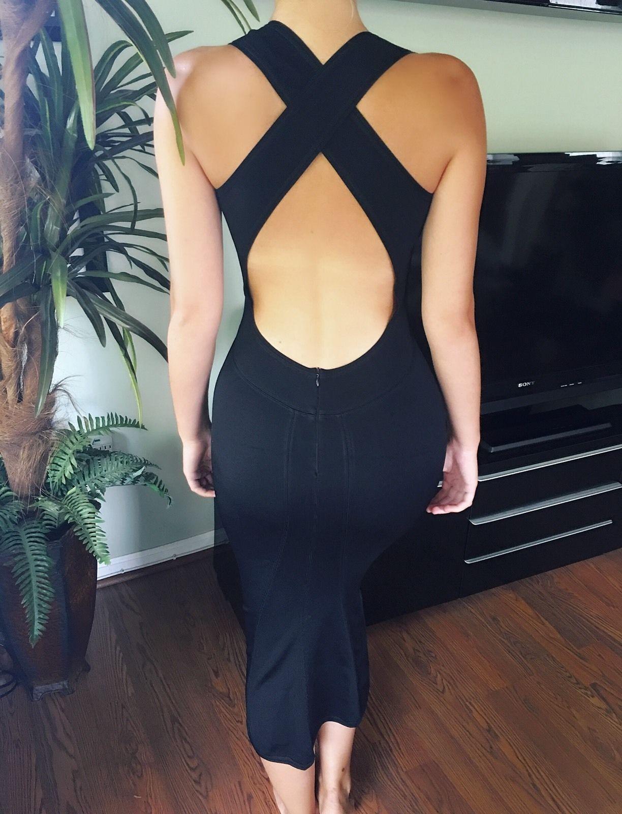 Azzedine Alaia Vintage Fitted Open Back Black Dress In Excellent Condition In Naples, FL