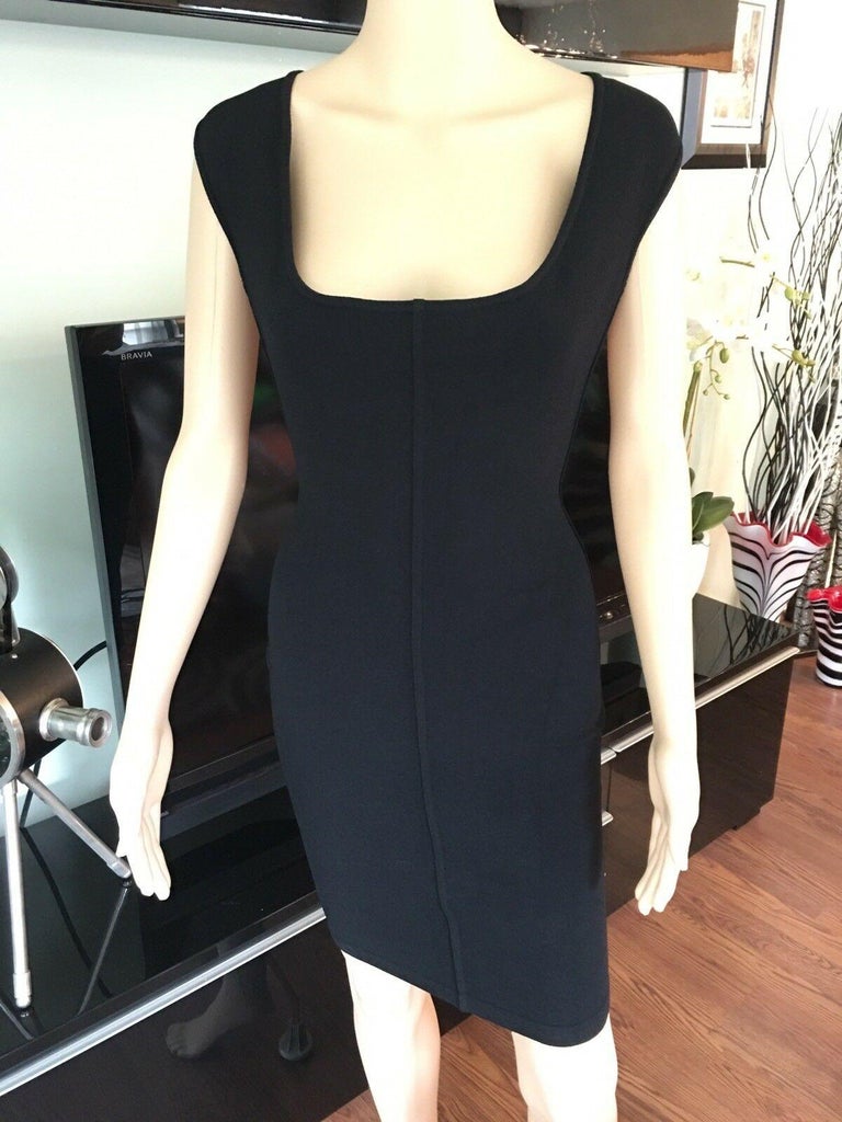 Azzedine Alaia Vintage Fitted Open Back Black Mini Dress For Sale at ...