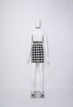 Azzedine Alaia Vintage Iconic SS 1991 Tati Houndstooth Check Black and White Gra