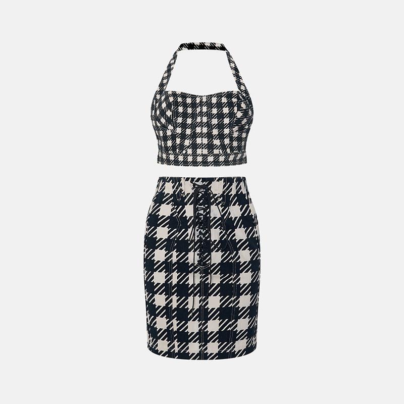 Women's Azzedine Alaia Vintage Iconic SS 1991 Tati Houndstooth Check Black and White Gra