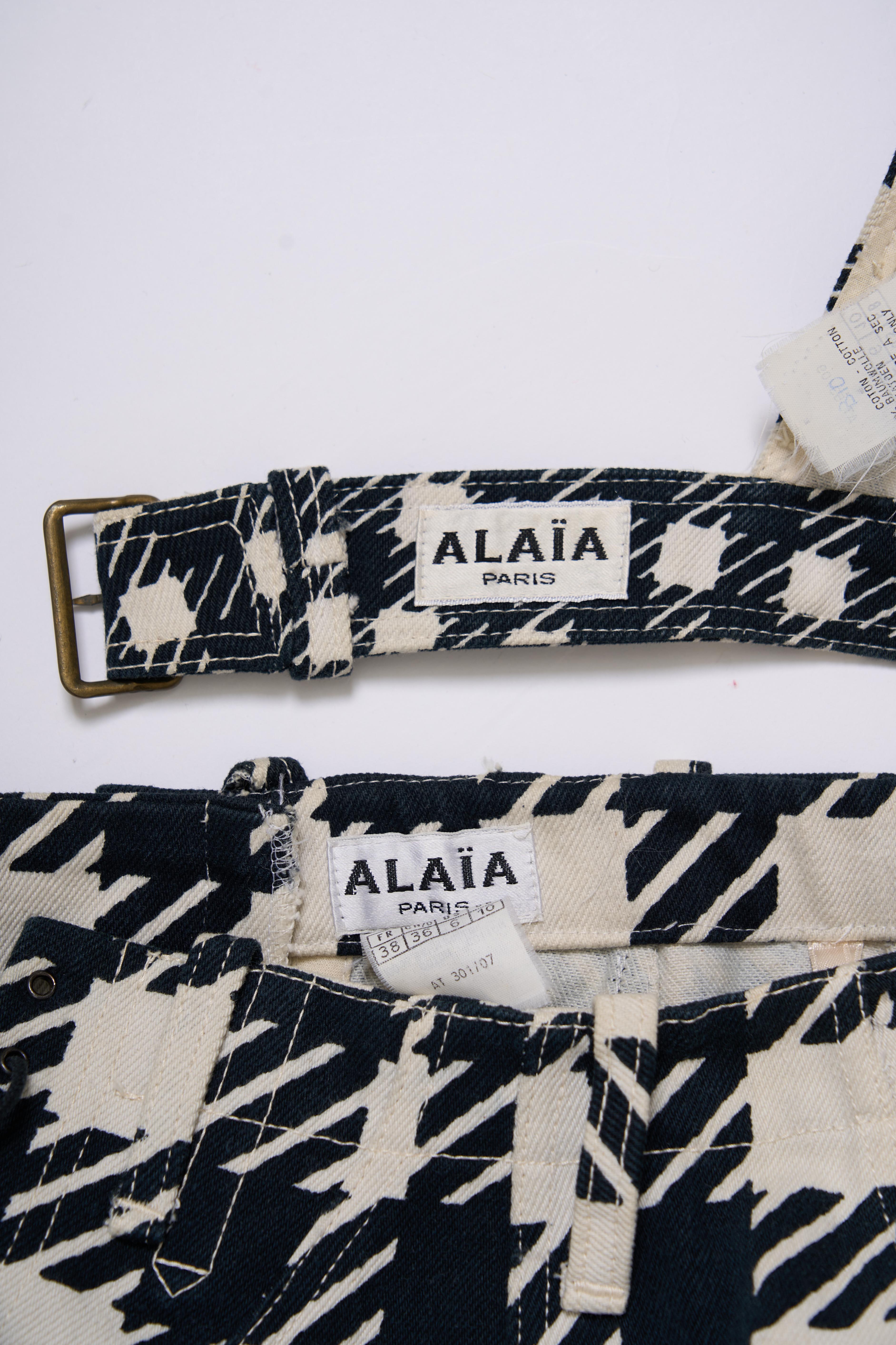 Azzedine Alaia Vintage Iconic SS 1991 Tati Houndstooth Check Black and White Gra 2