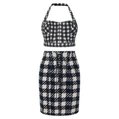 Azzedine Alaia Vintage Iconic SS 1991 Tati Houndstooth Check Black and White Gra