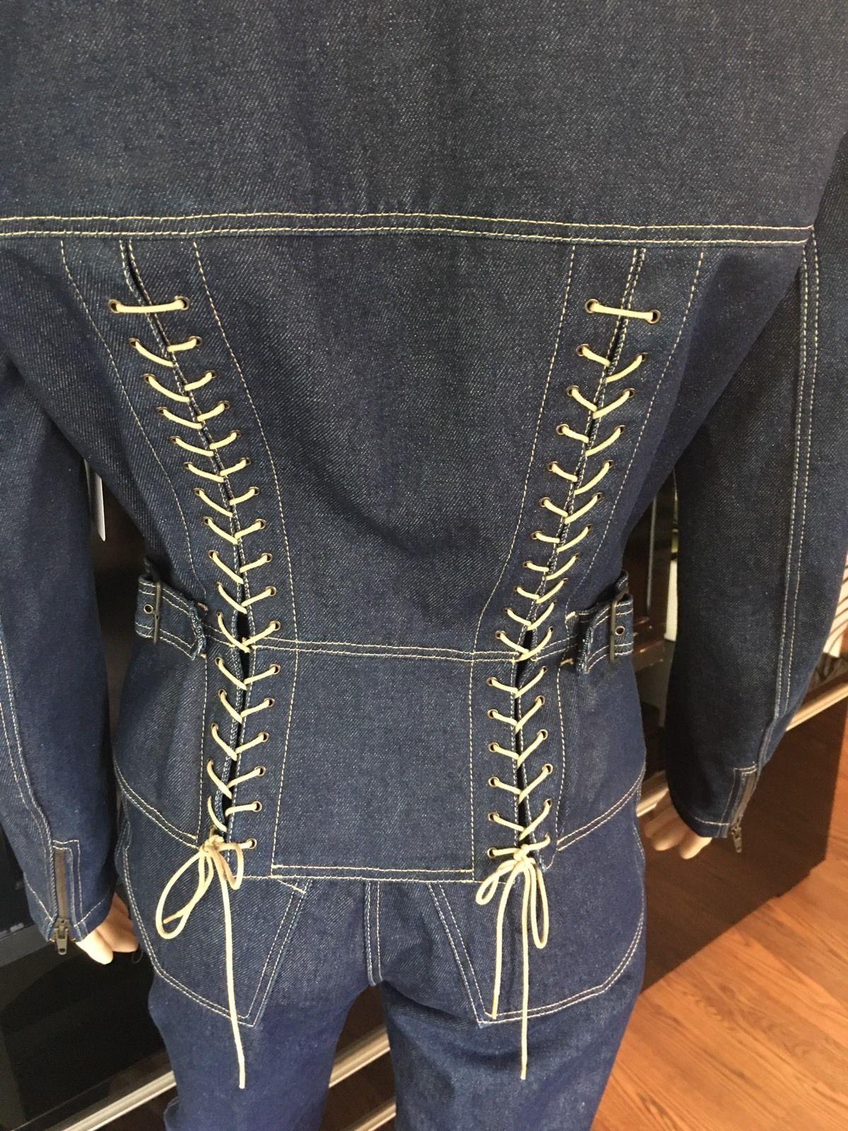 Azzedine Alaia Vintage Schnür-Denim-Hose & Jacke-Set mit Hose, 2-teiliges Set 4