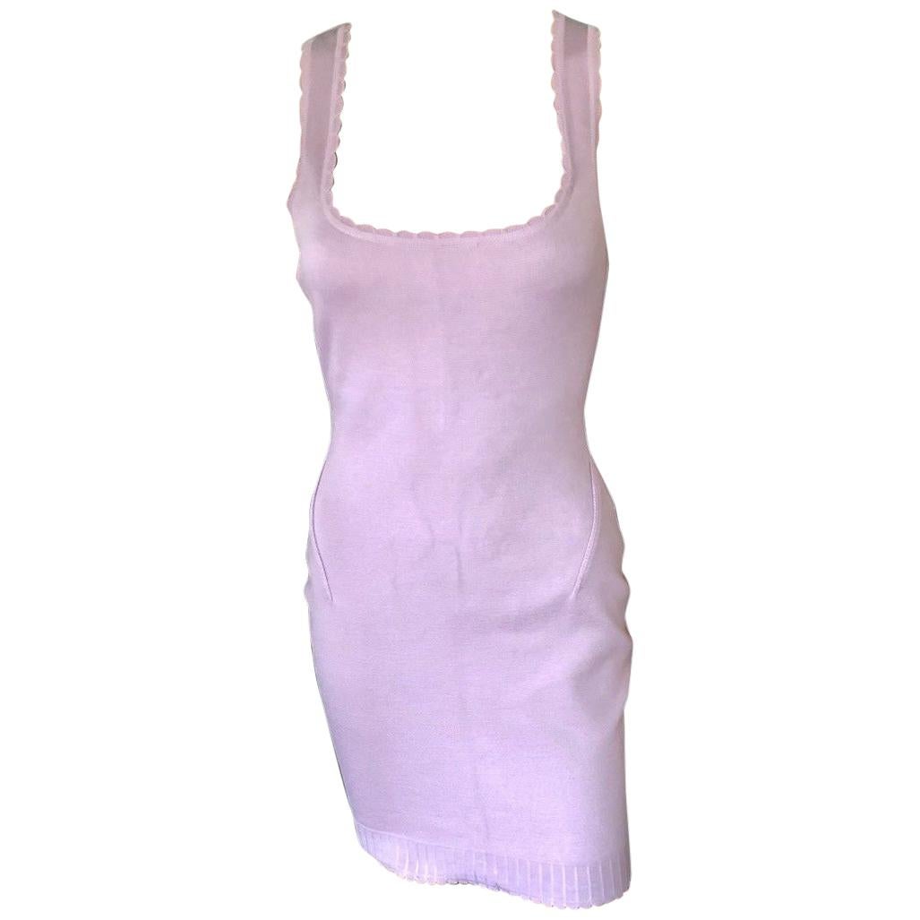 Azzedine Alaia Vintage Lilac Fitted Dress 