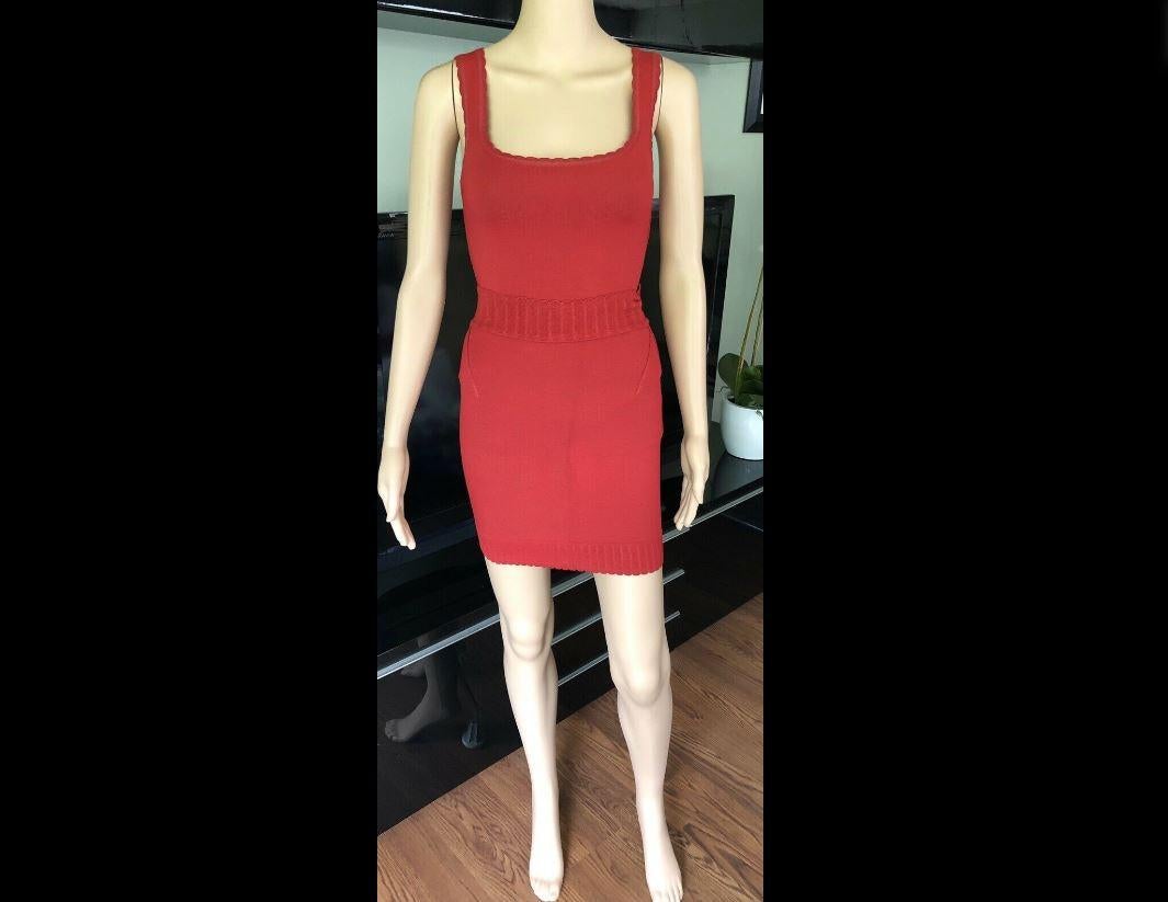 Azzedine Alaia Vintage Red Bodysuit and Skirt 2 Pieces Set  Pour femmes en vente