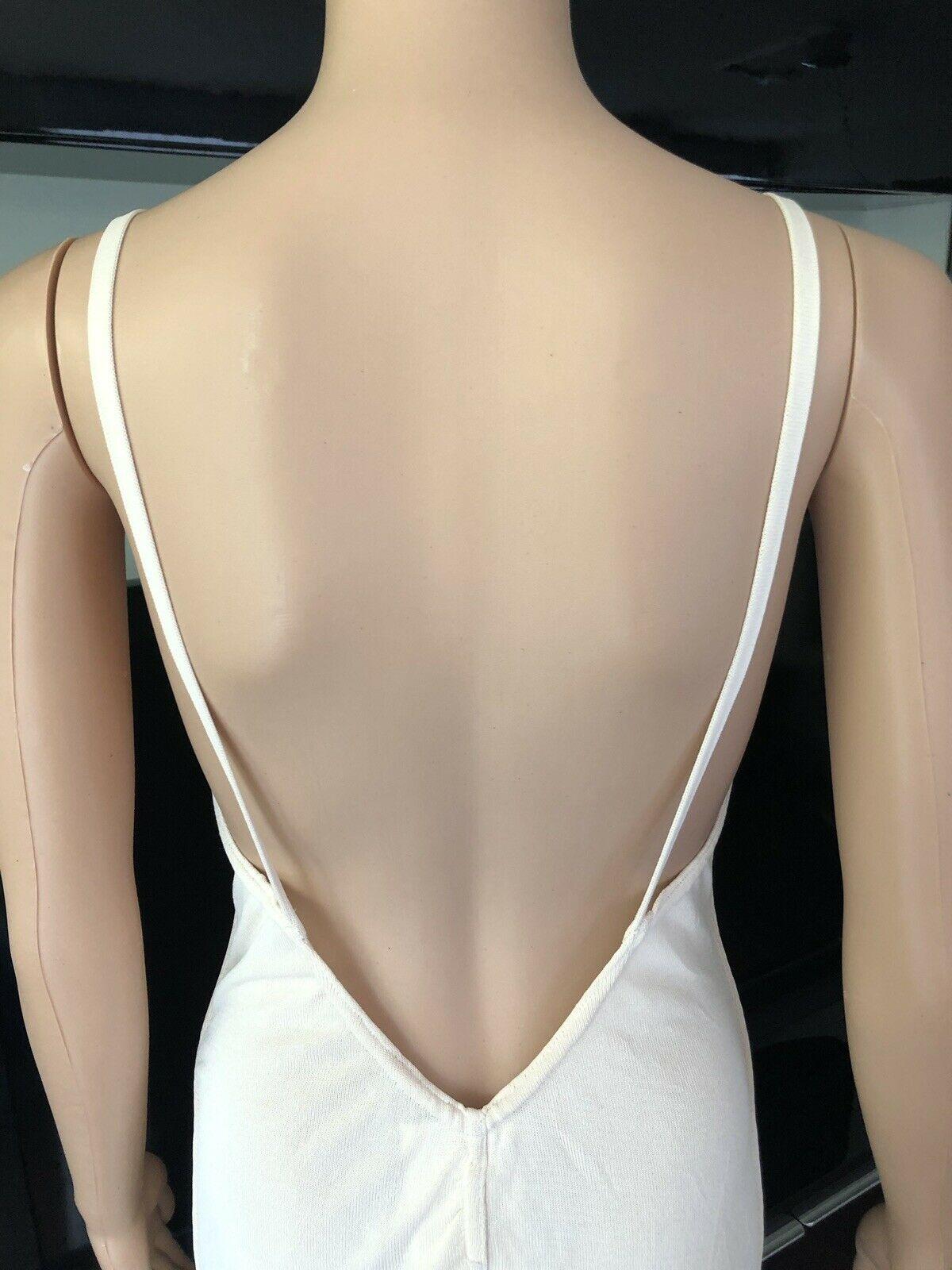 Beige Azzedine Alaia Vintage Ruched Open Back Dress Gown